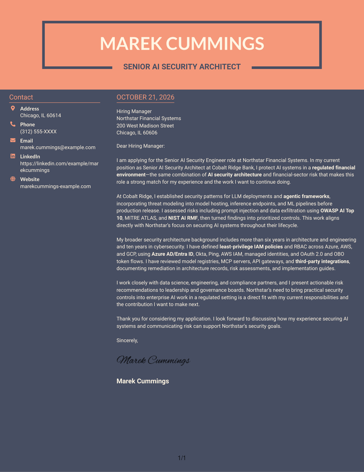 Cover letter example — page 1