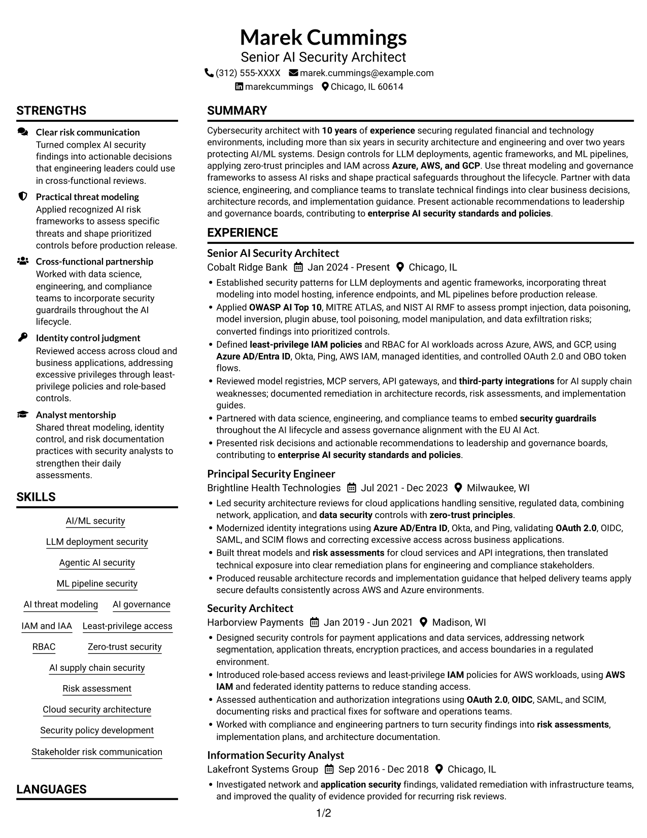 Resume example — page 1