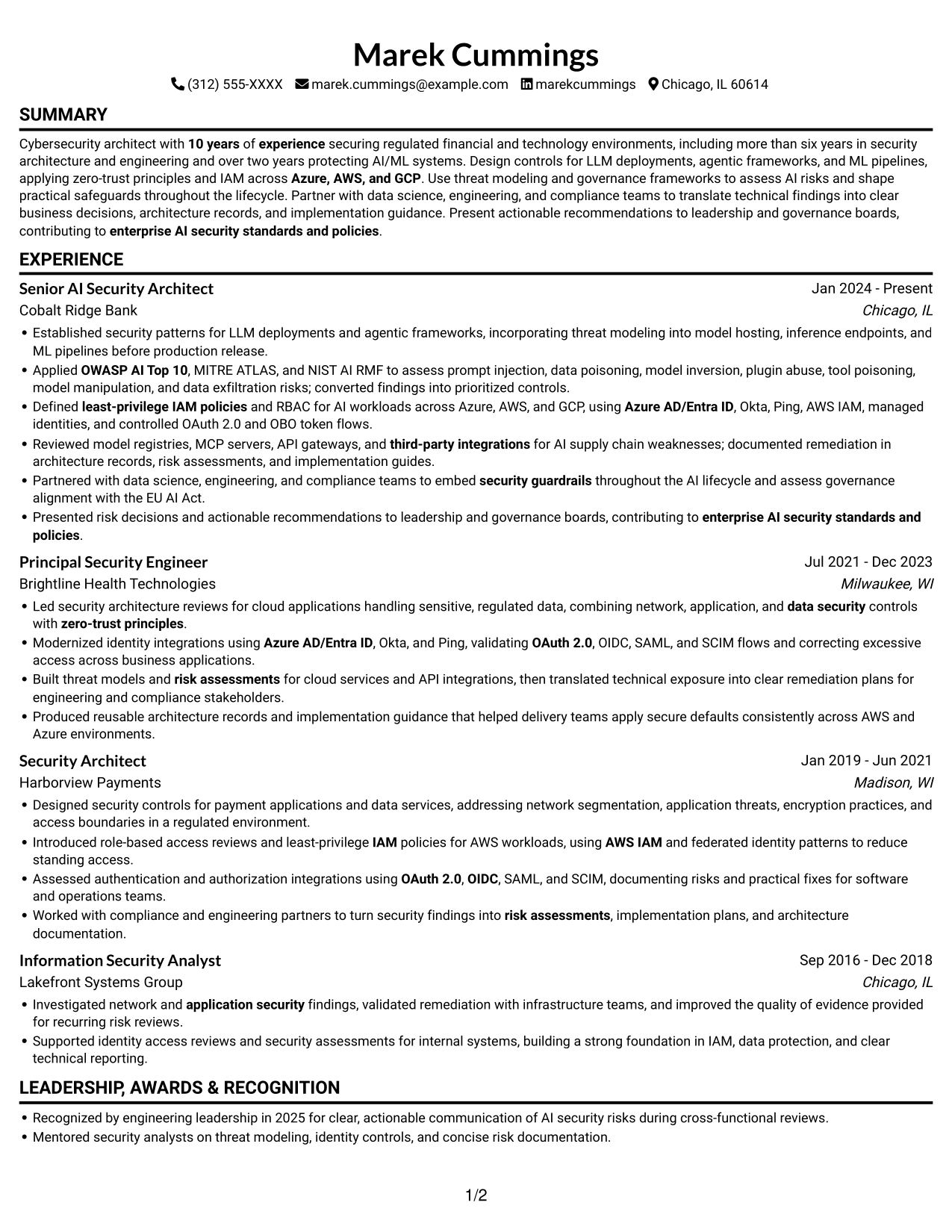 Resume example — page 1