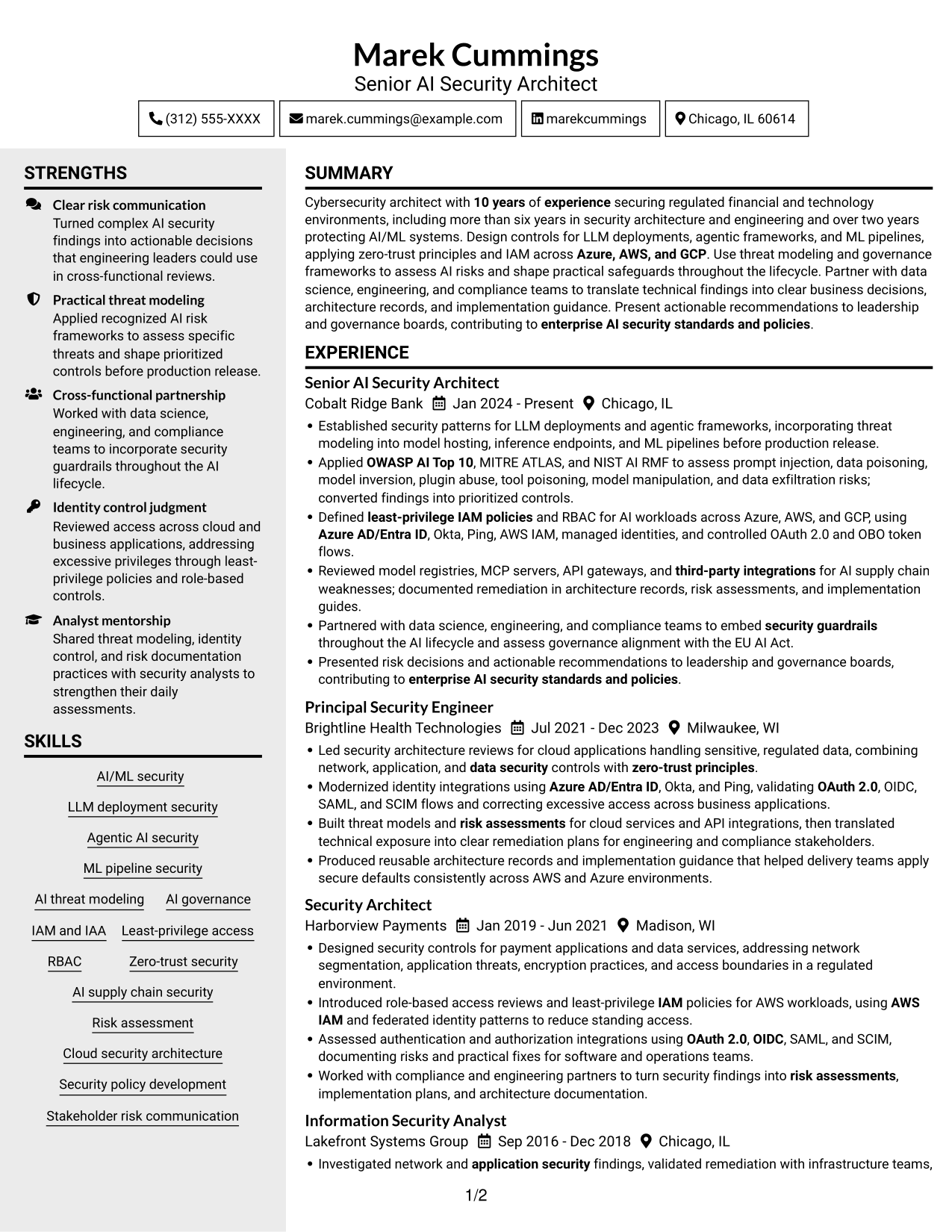 Resume example — page 1