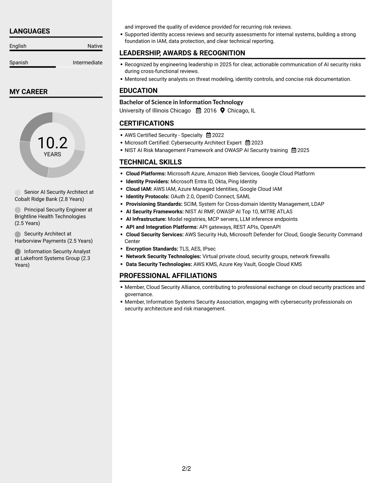 Resume example — page 2