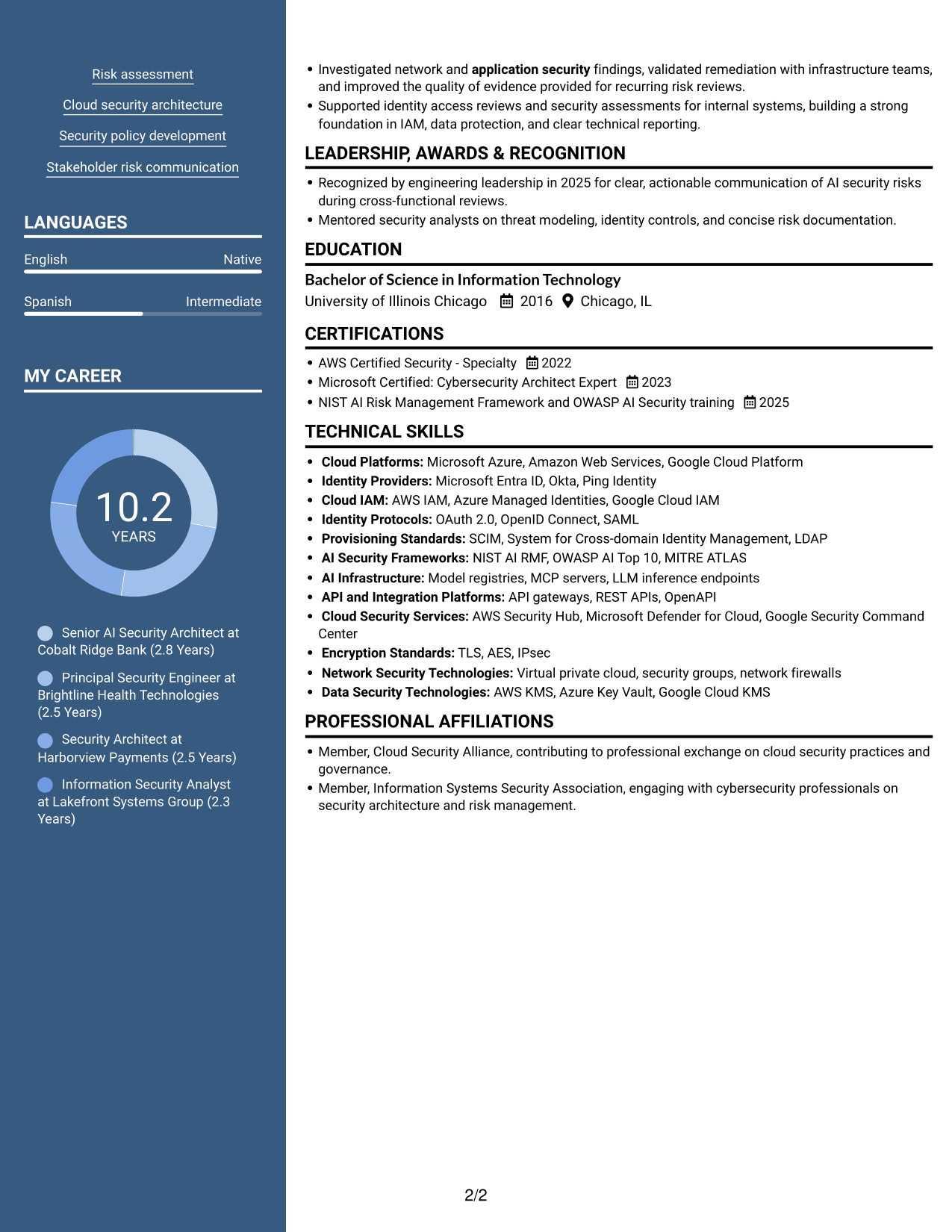 Resume example — page 2