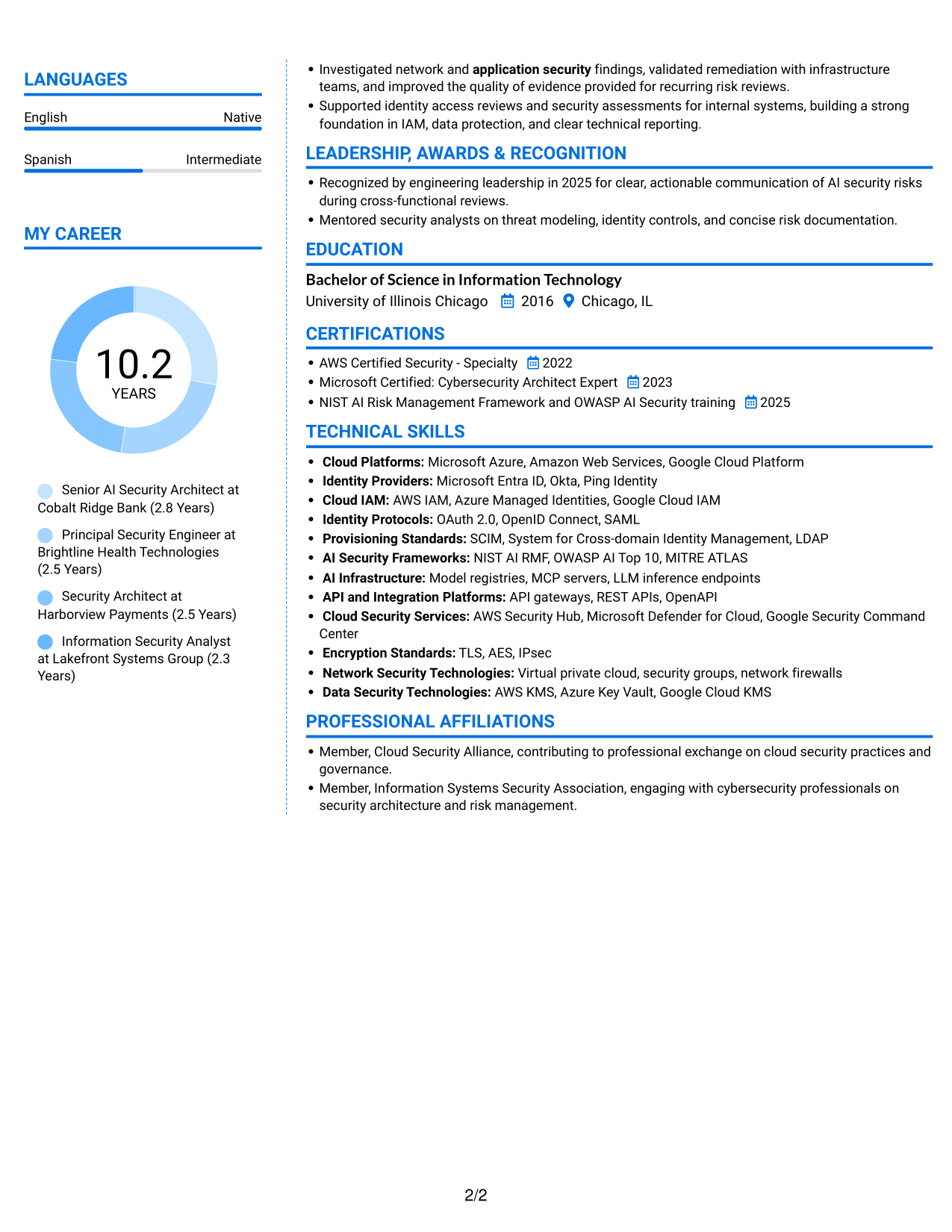 Resume example — page 2