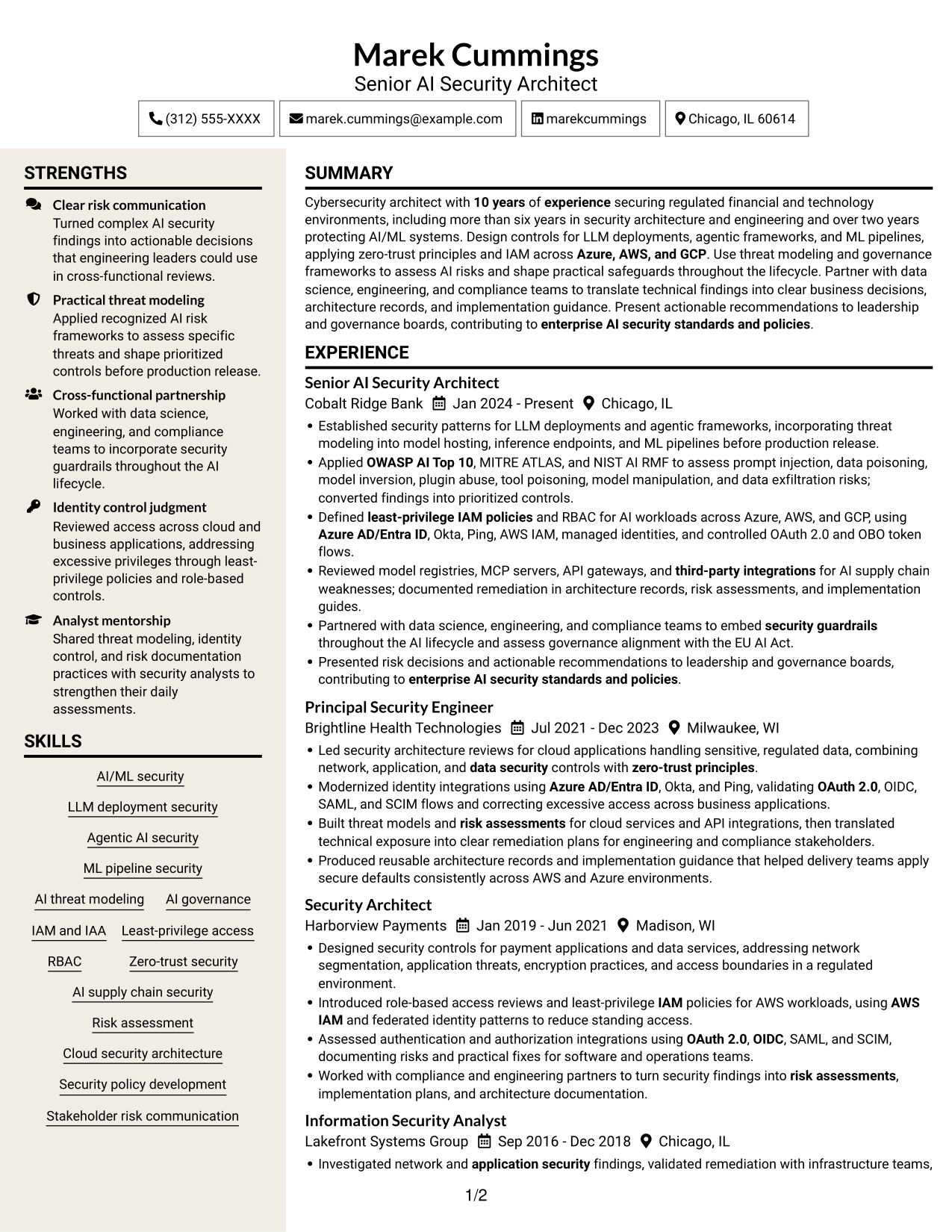 Resume example — page 1