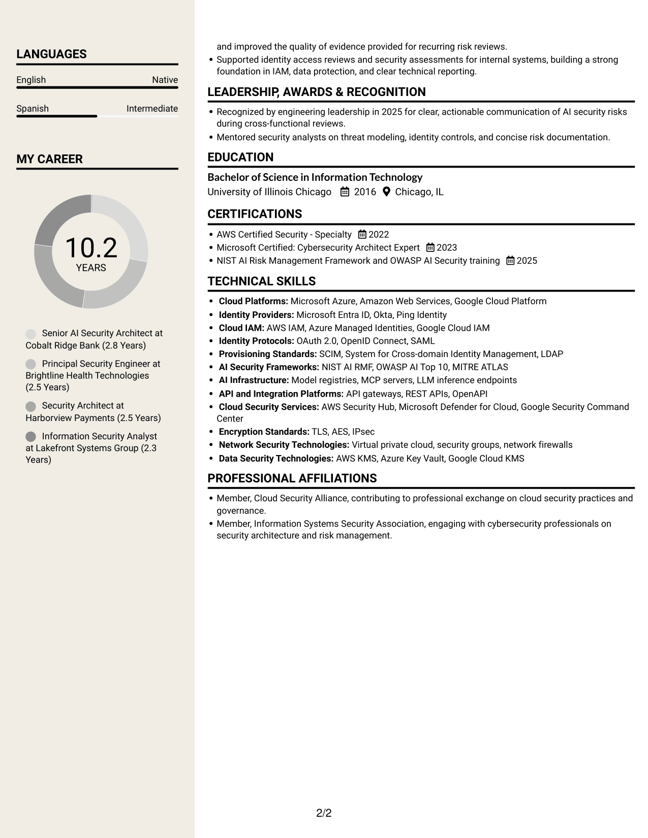 Resume example — page 2