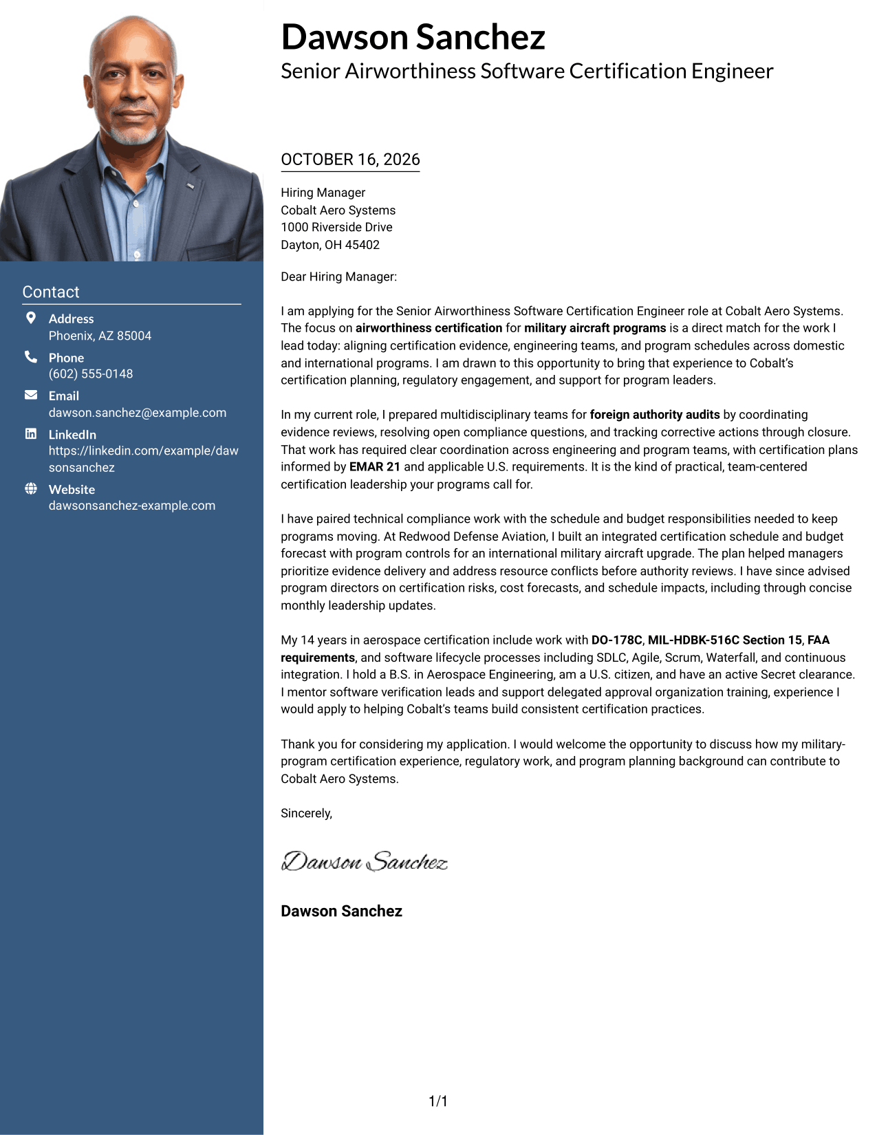Cover letter example — page 1