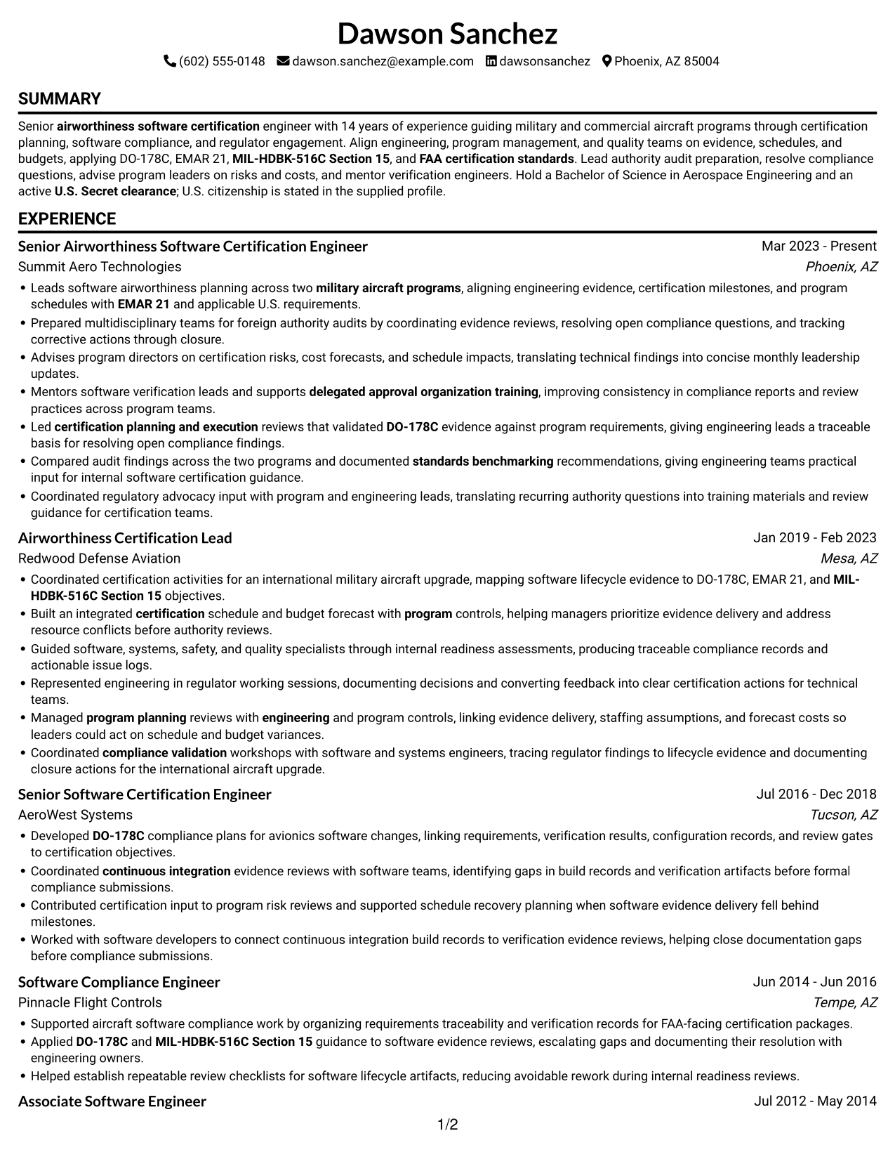 Resume example — page 1