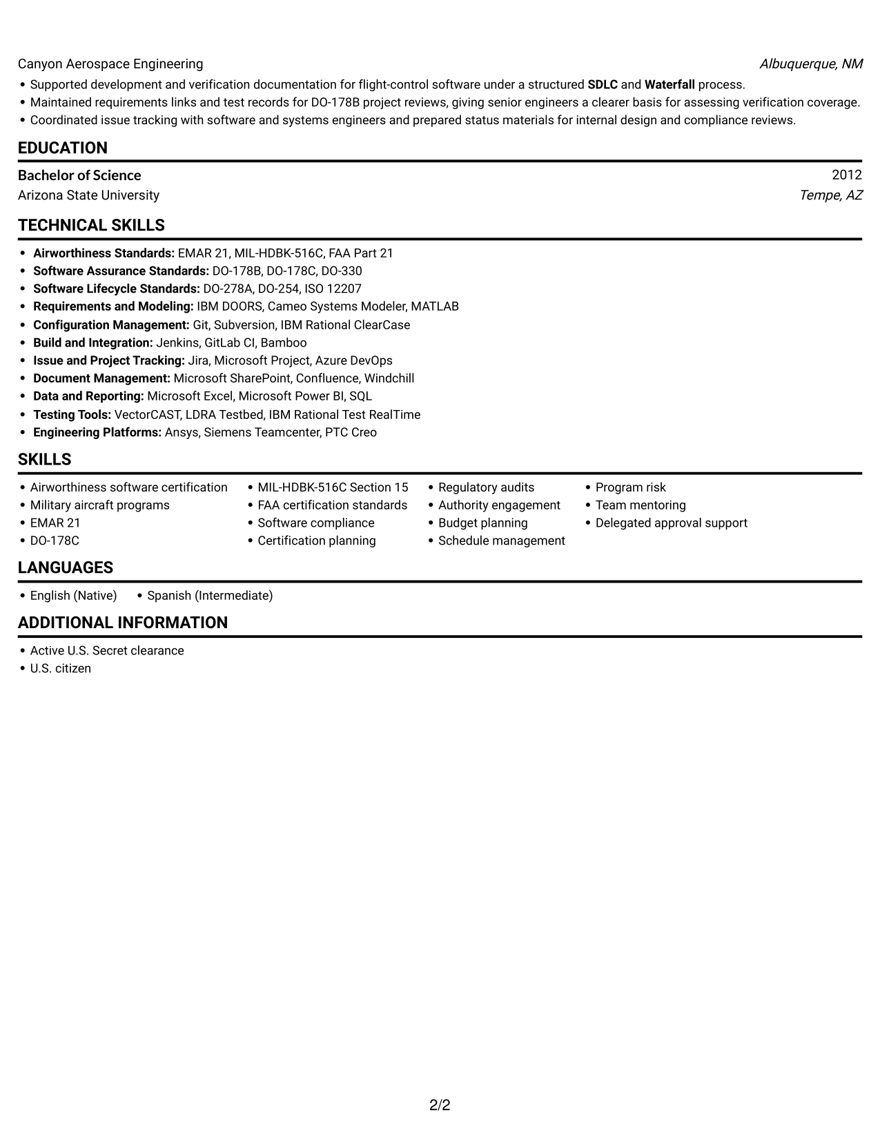Resume example — page 2