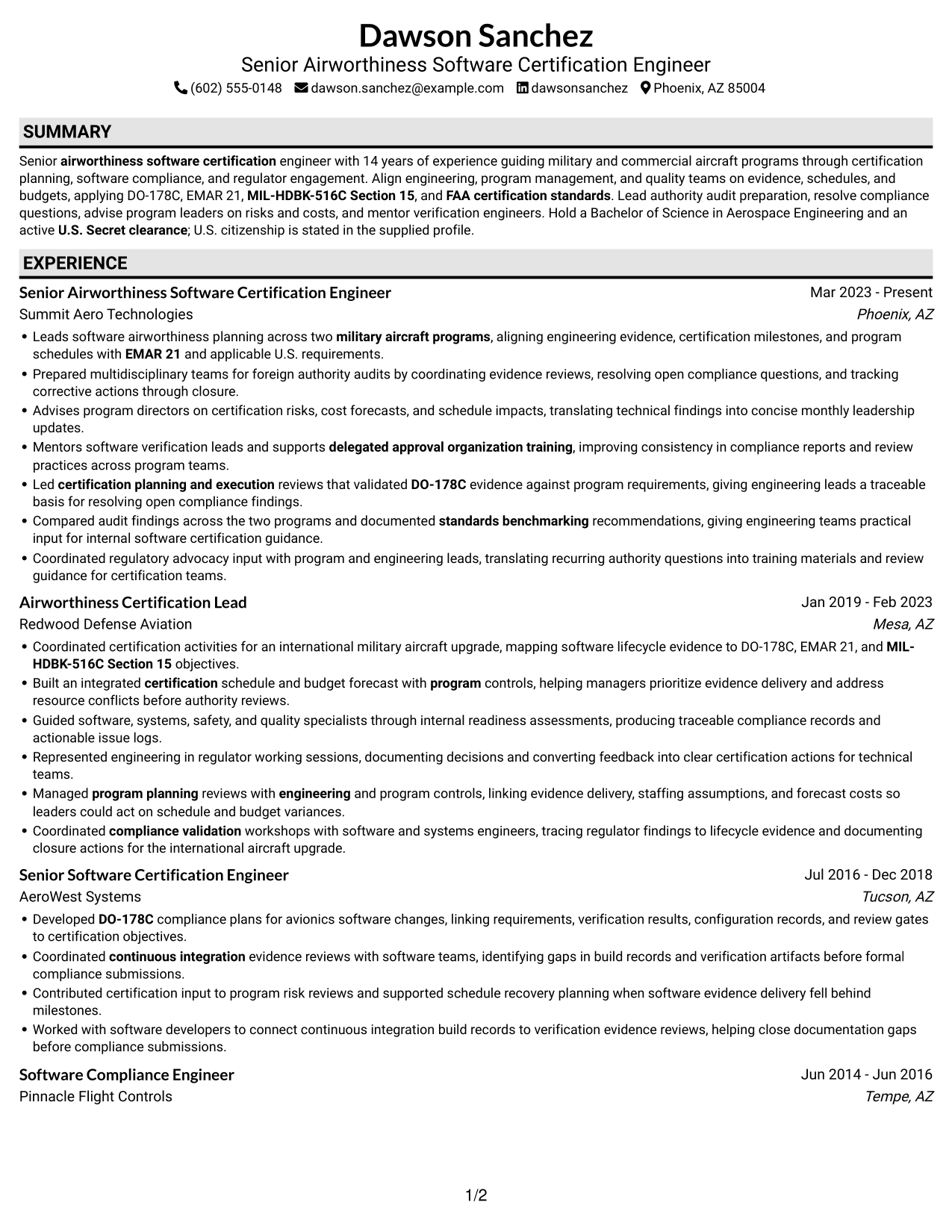 Resume example — page 1
