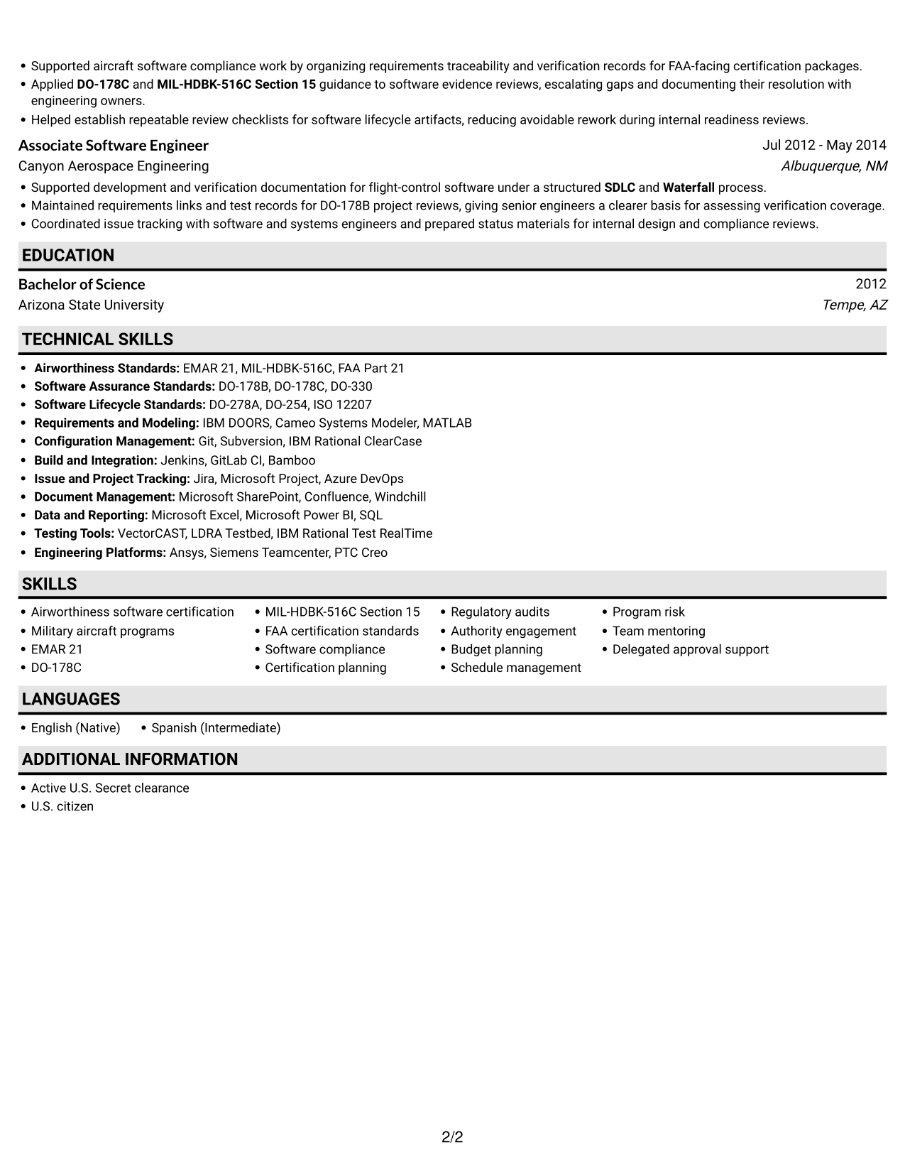 Resume example — page 2