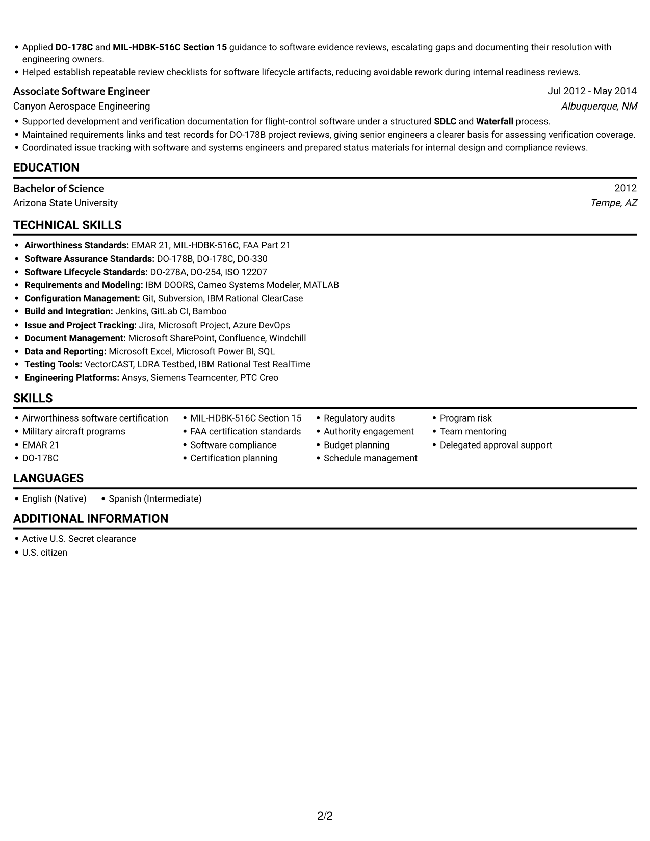 Resume example — page 2
