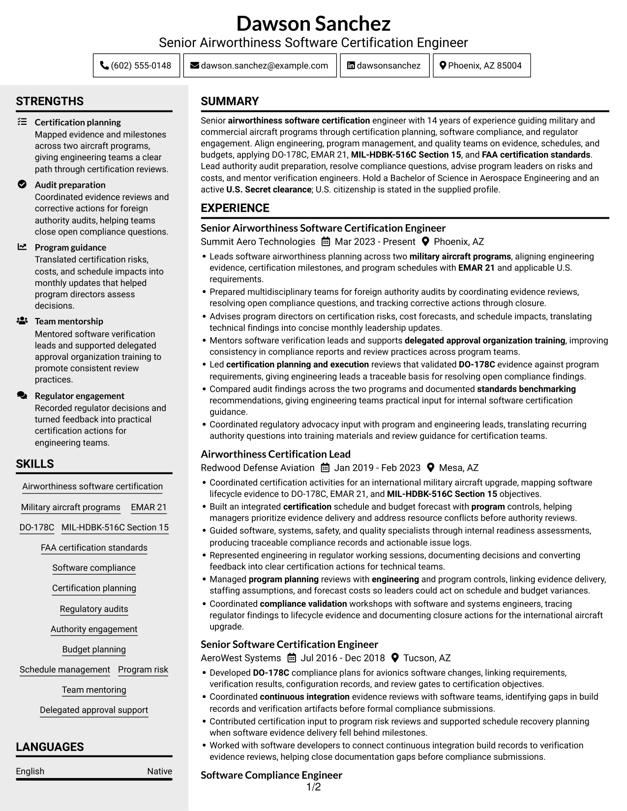 Resume example — page 1