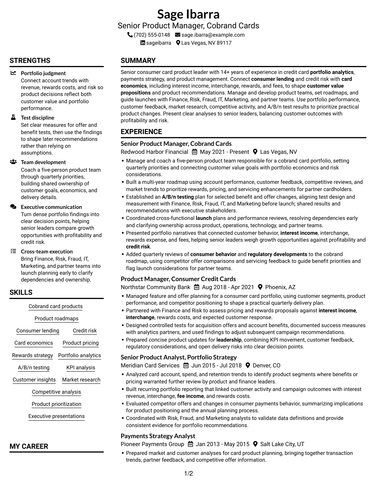 Resume example — page 1