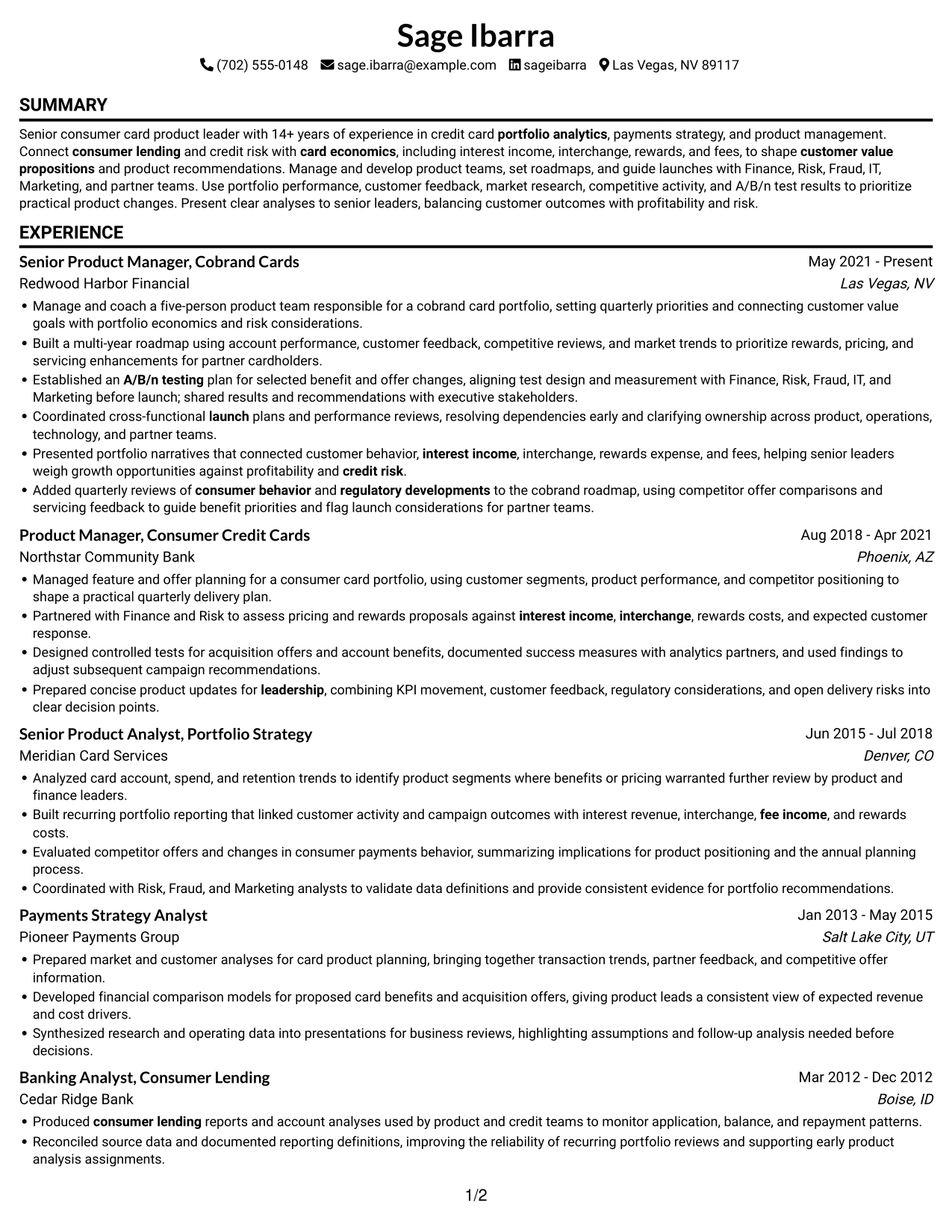 Resume example — page 1