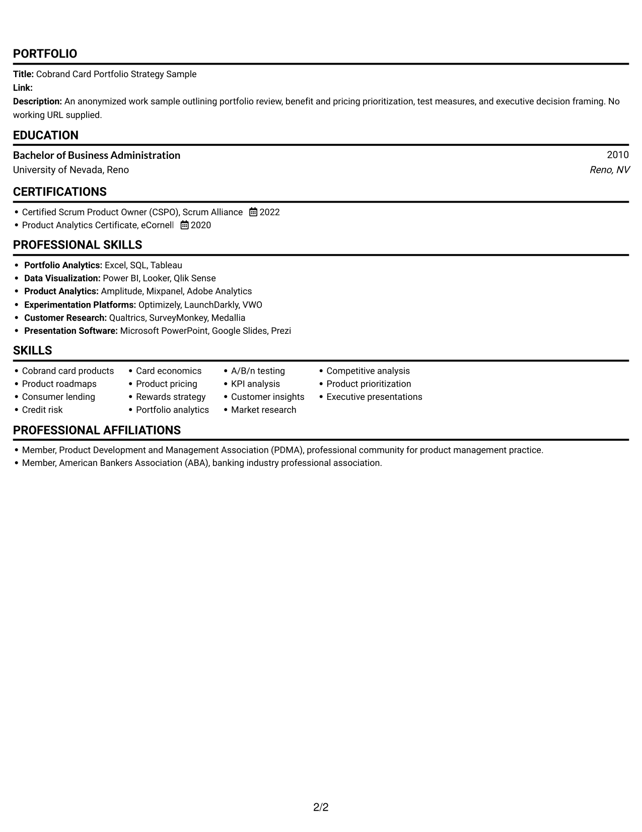 Resume example — page 2