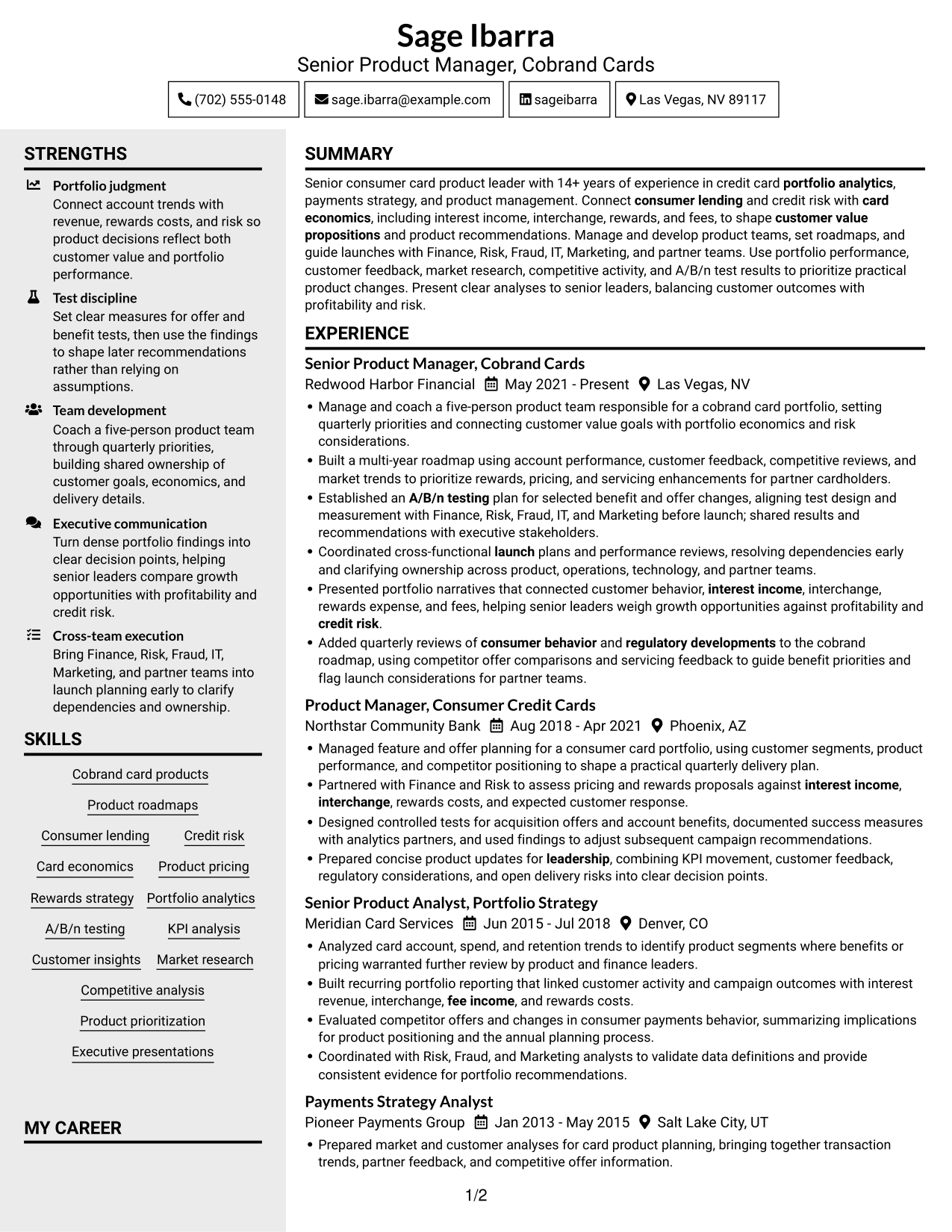 Resume example — page 1