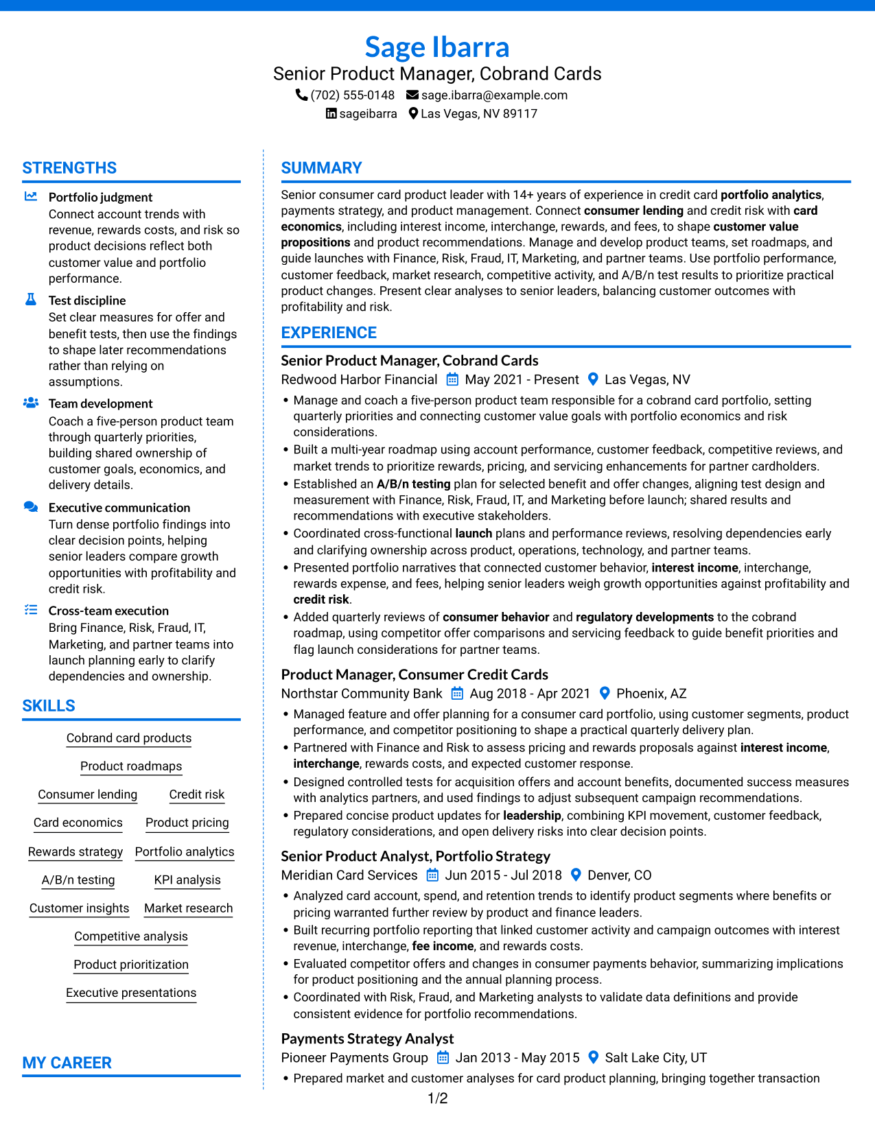 Resume example — page 1