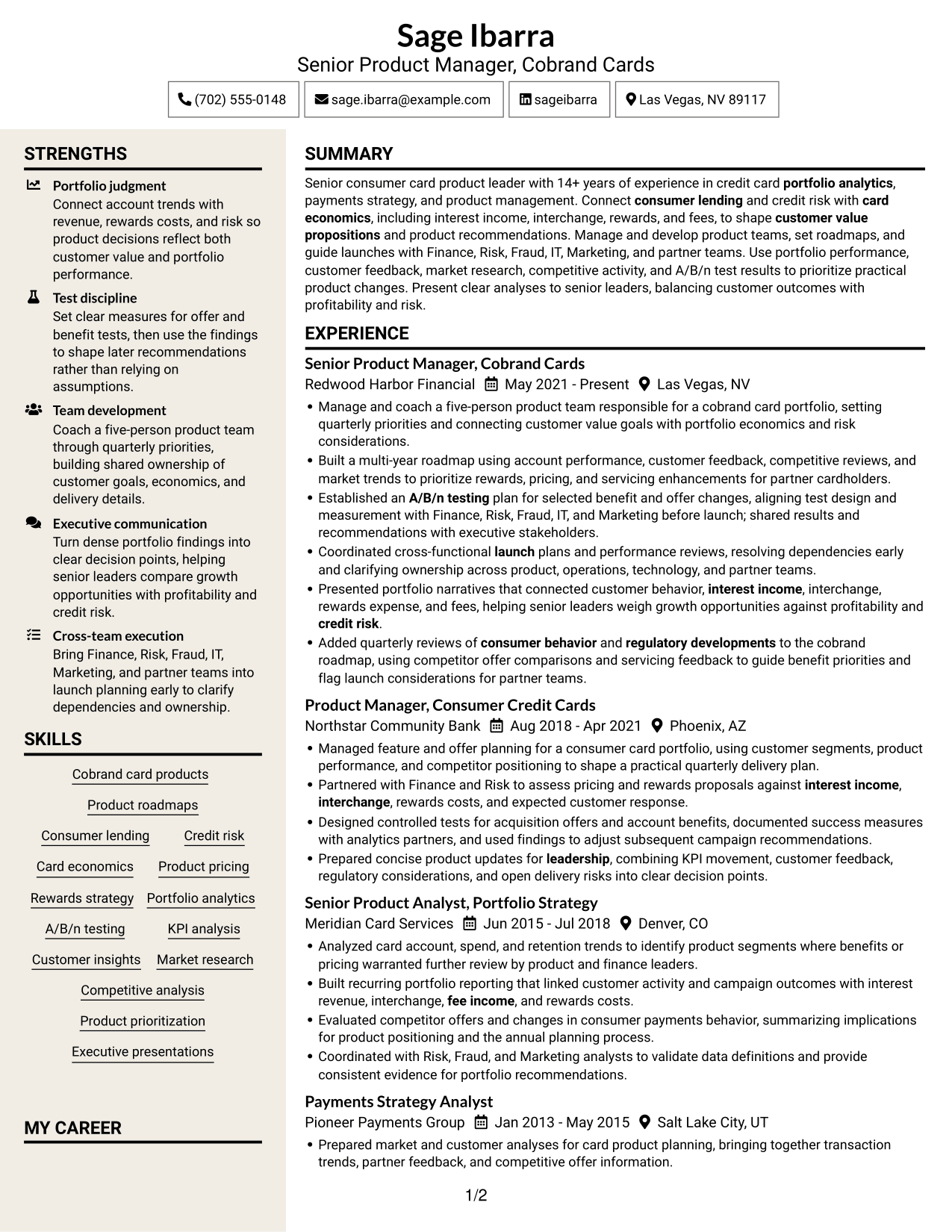 Resume example — page 1