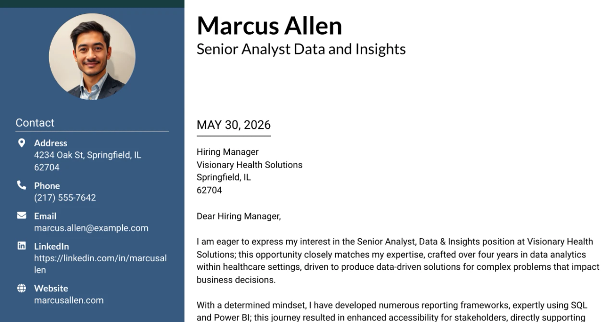 30+ Senior Analyst Data and Insights Cover Letter Templates with Example 2026