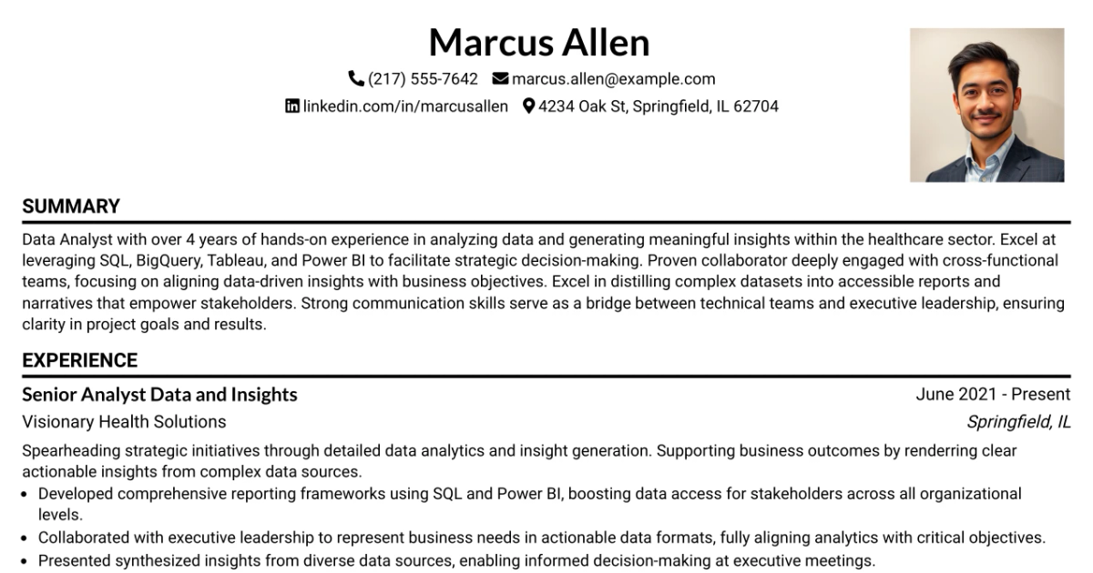 33 Senior Analyst Data and Insights Resume Templates with Example 2026 (ATS-Optimized)