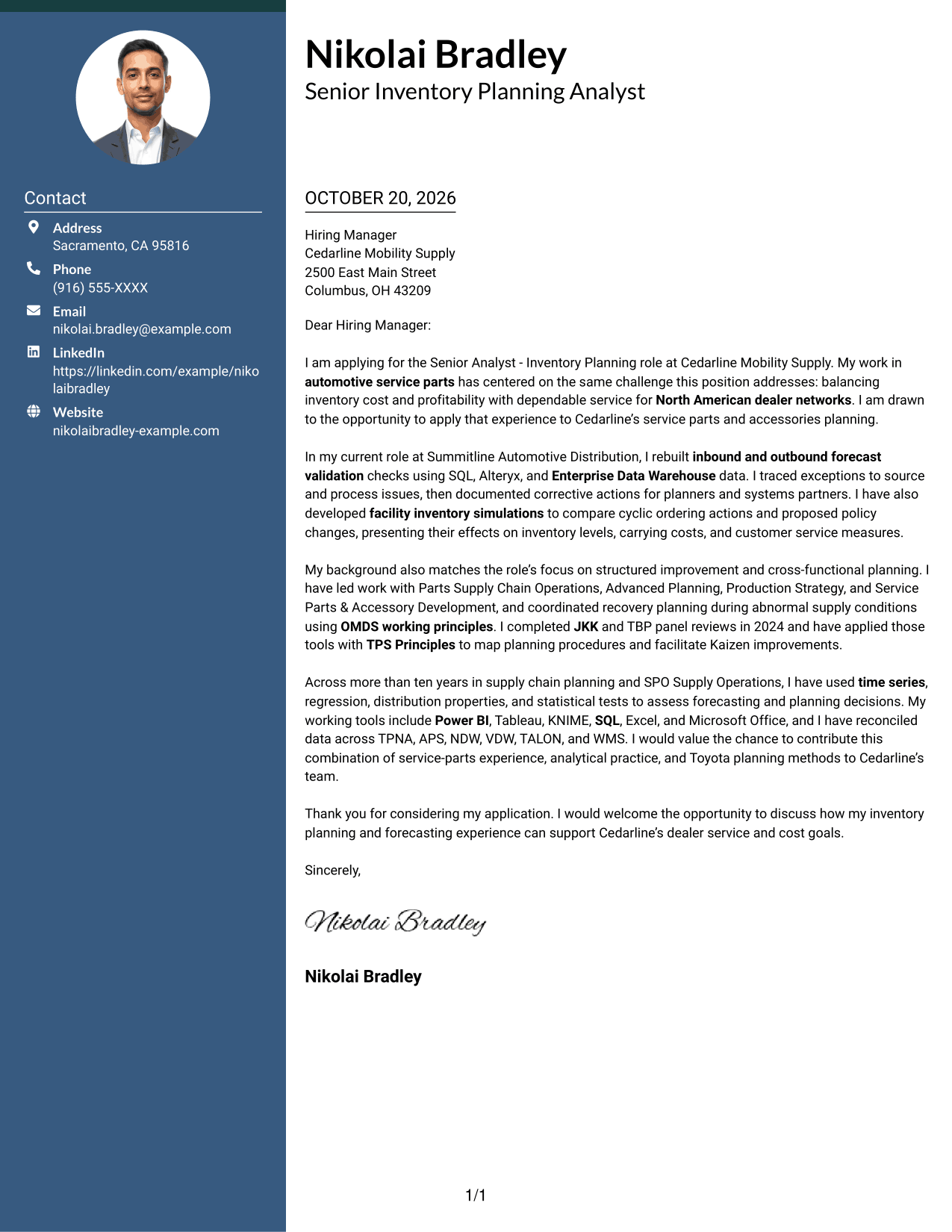 Cover letter example — page 1