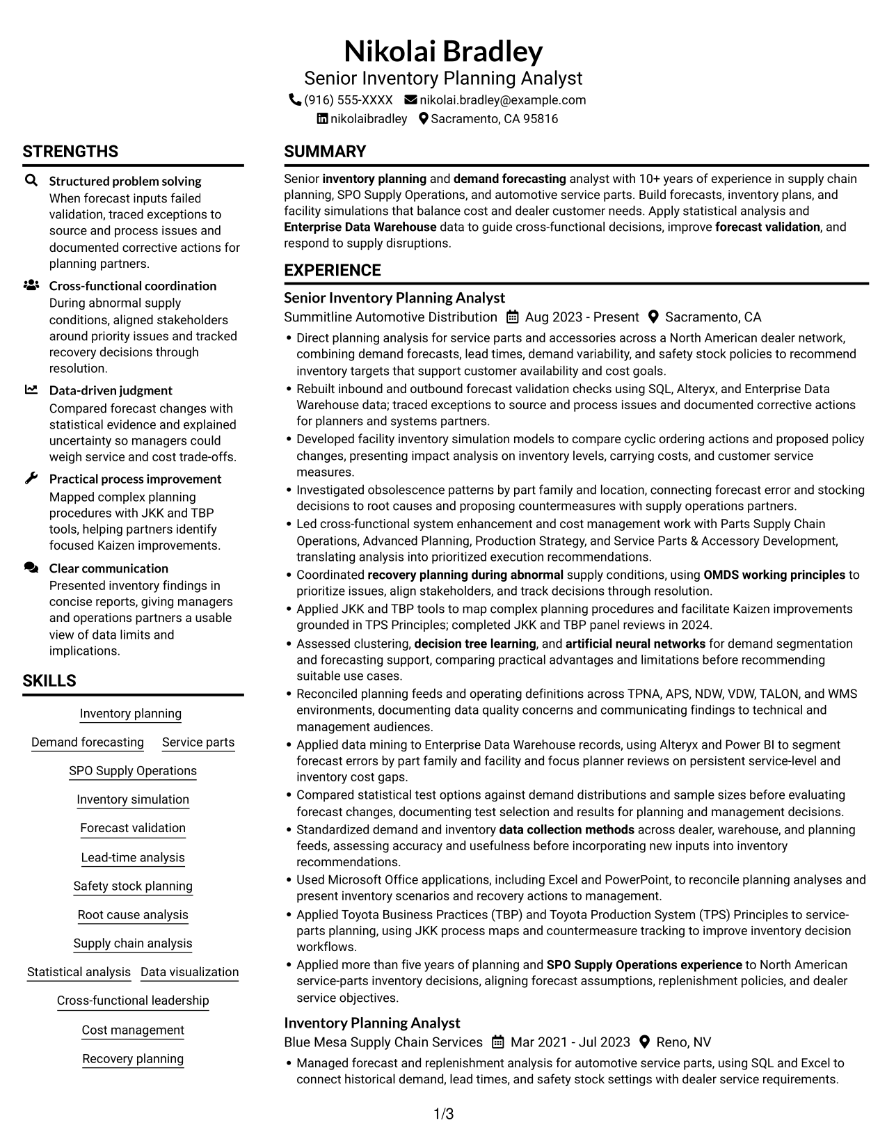 Resume example — page 1