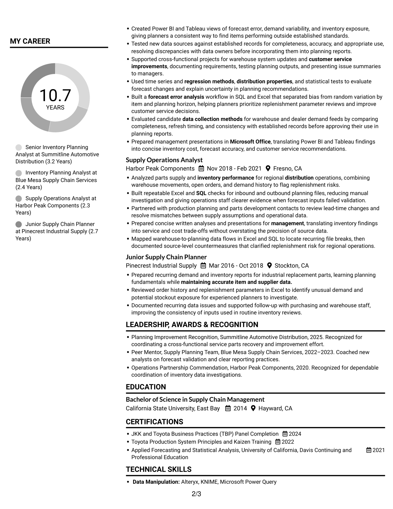 Resume example — page 2