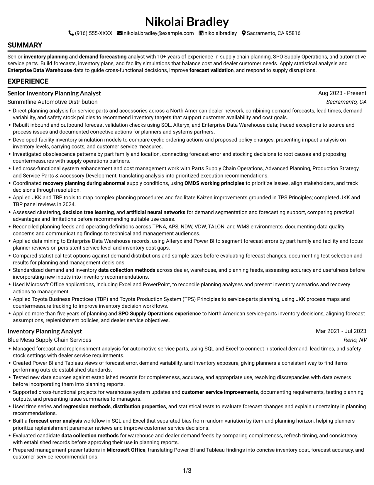 Resume example — page 1