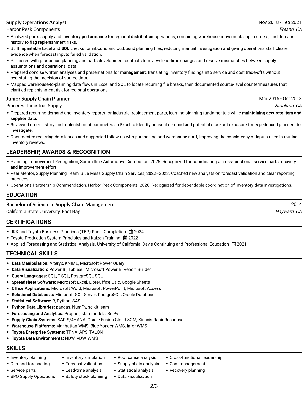 Resume example — page 2