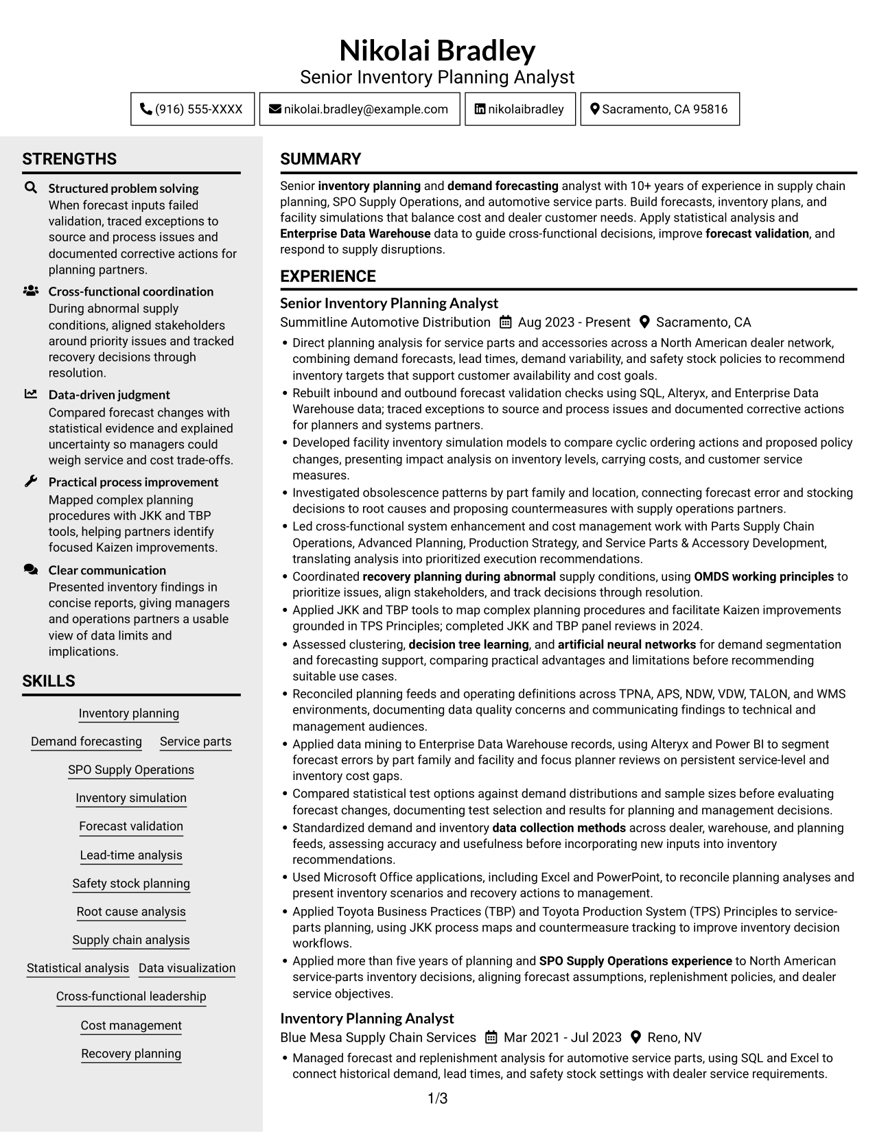 Resume example — page 1