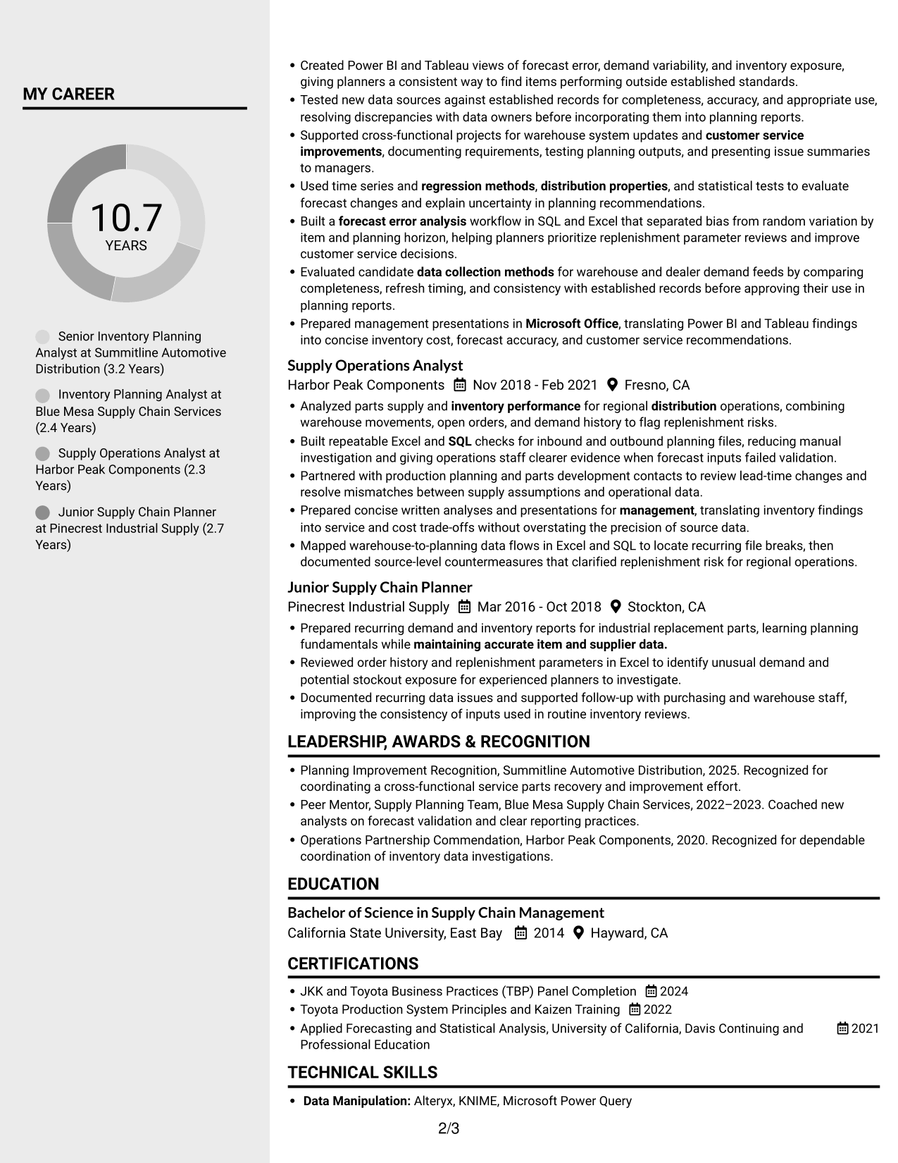 Resume example — page 2