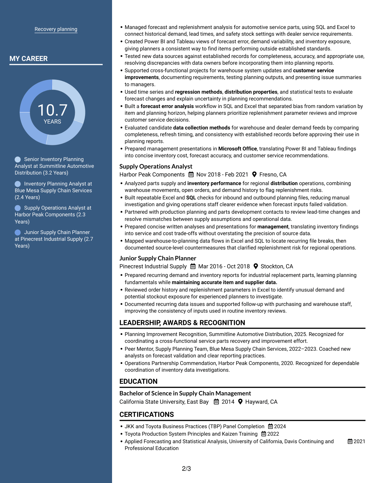 Resume example — page 2