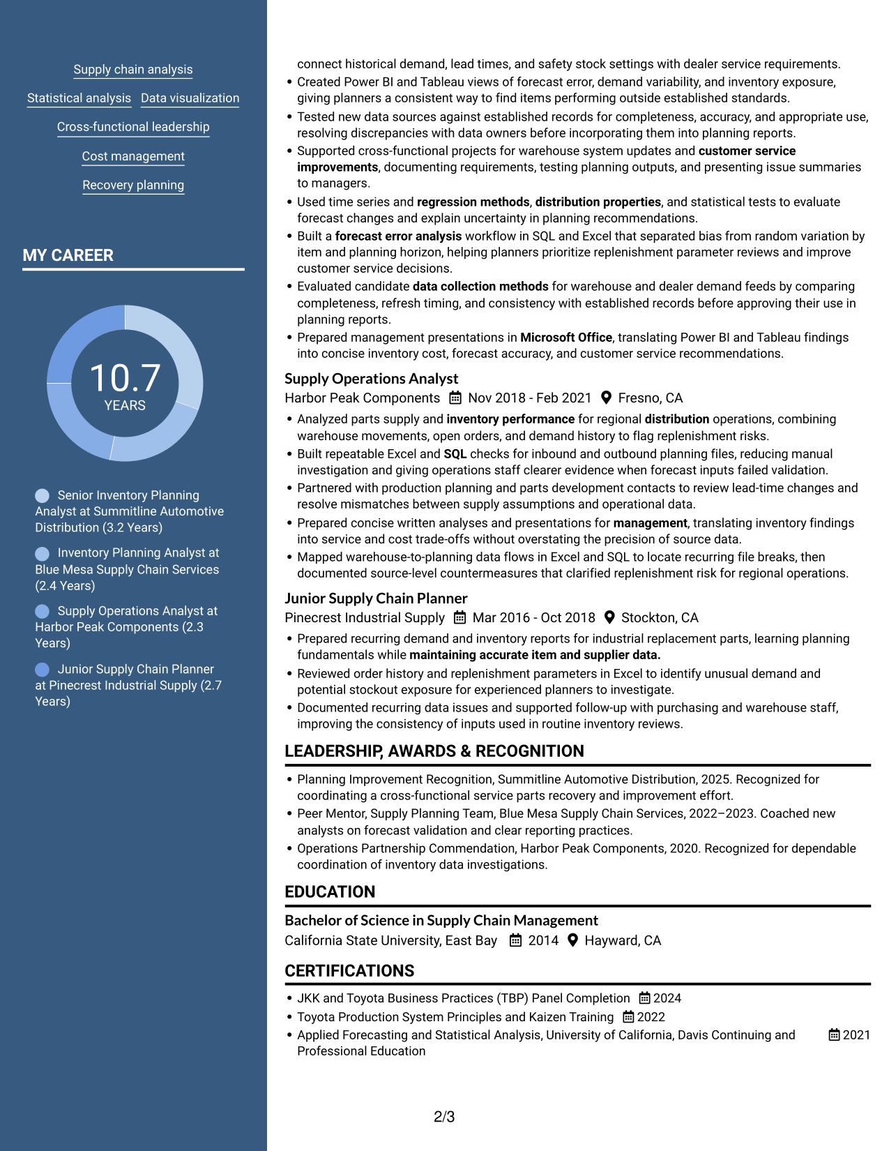Resume example — page 2