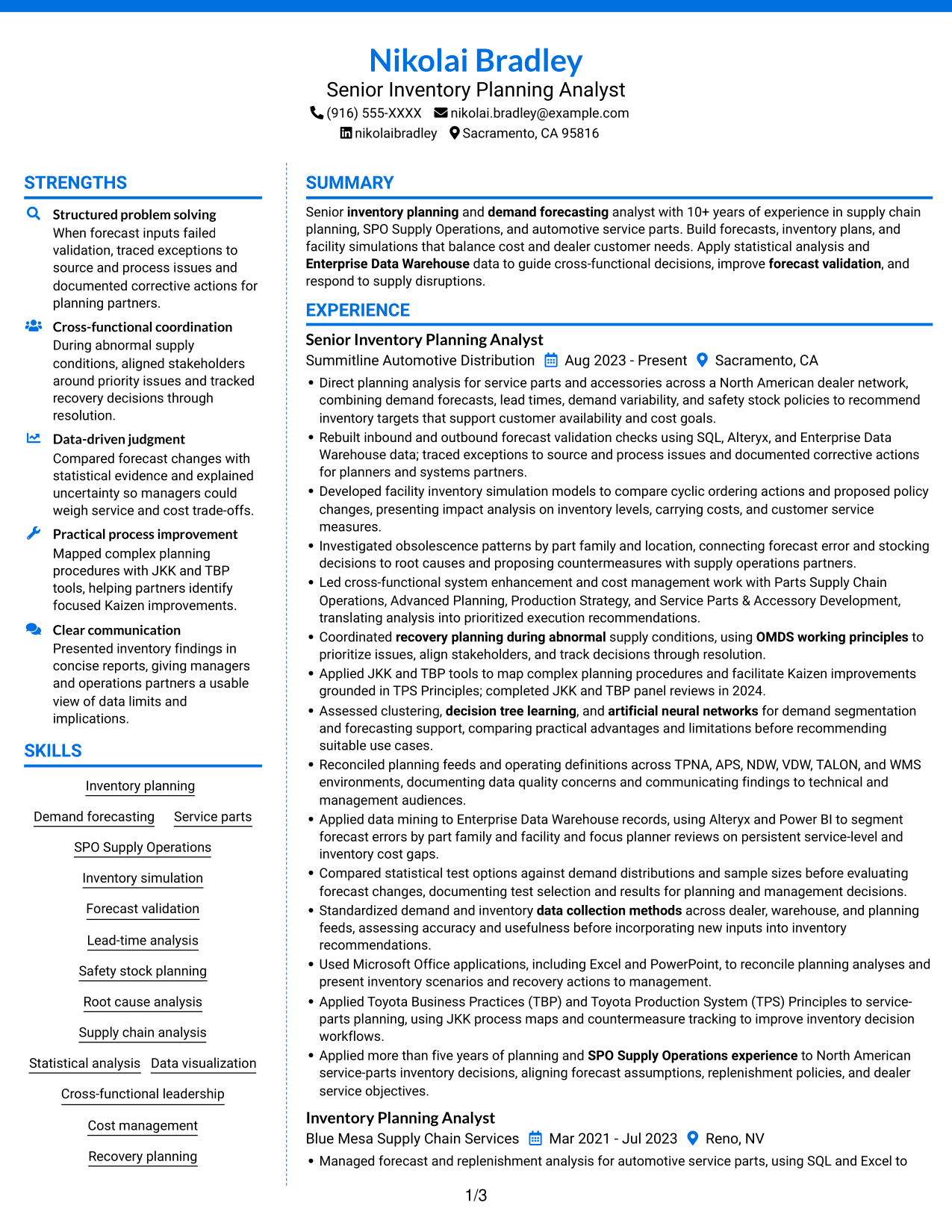 Resume example — page 1