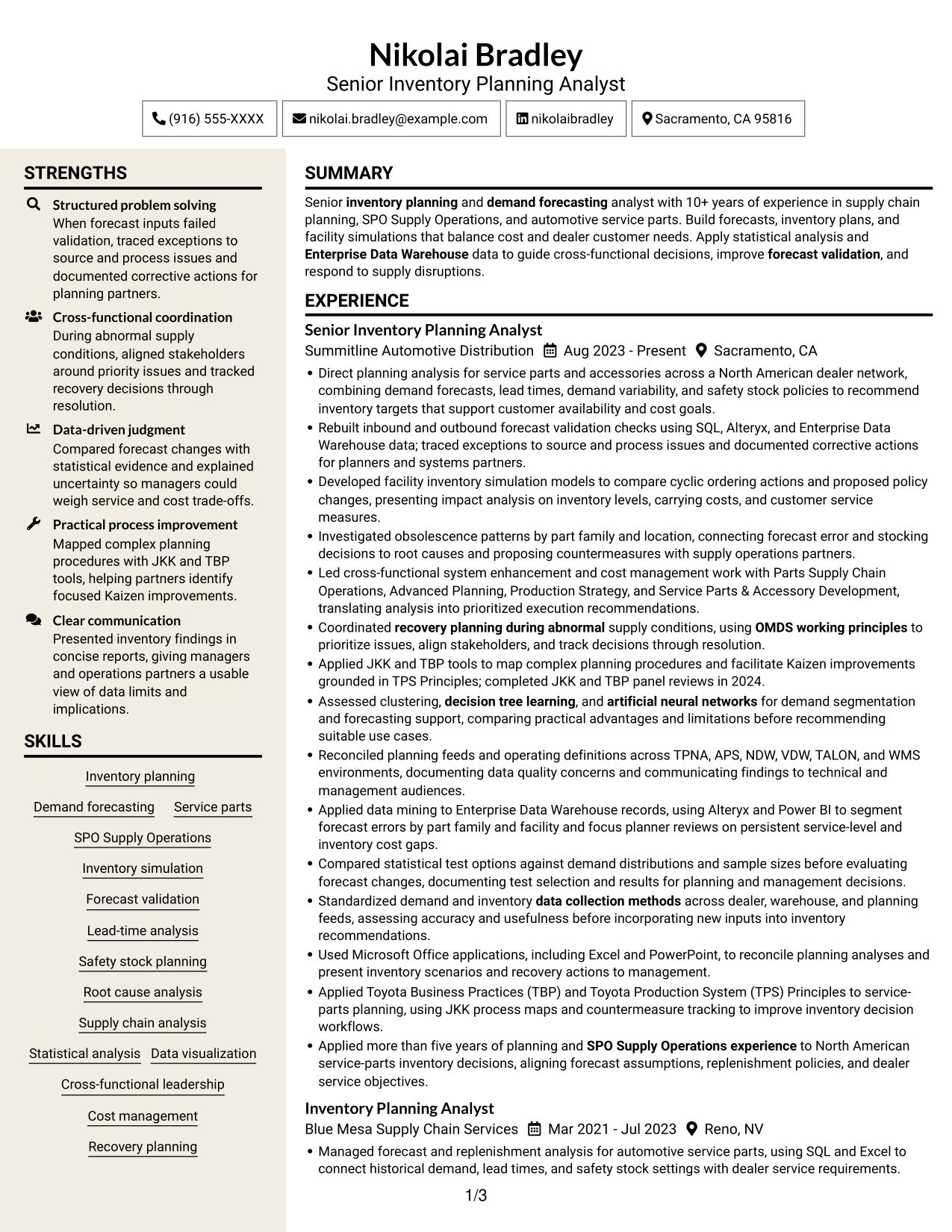 Resume example — page 1