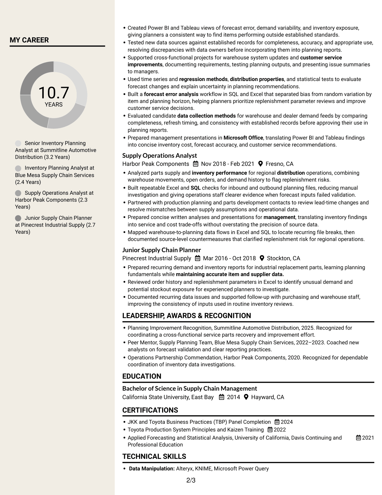 Resume example — page 2