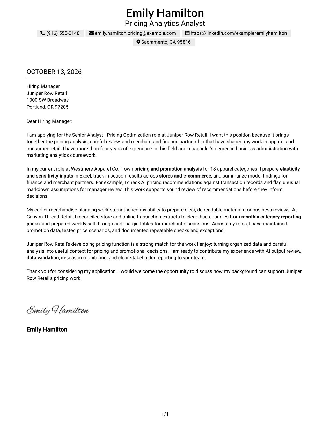 Text/Fang Style Cover Letter Preview