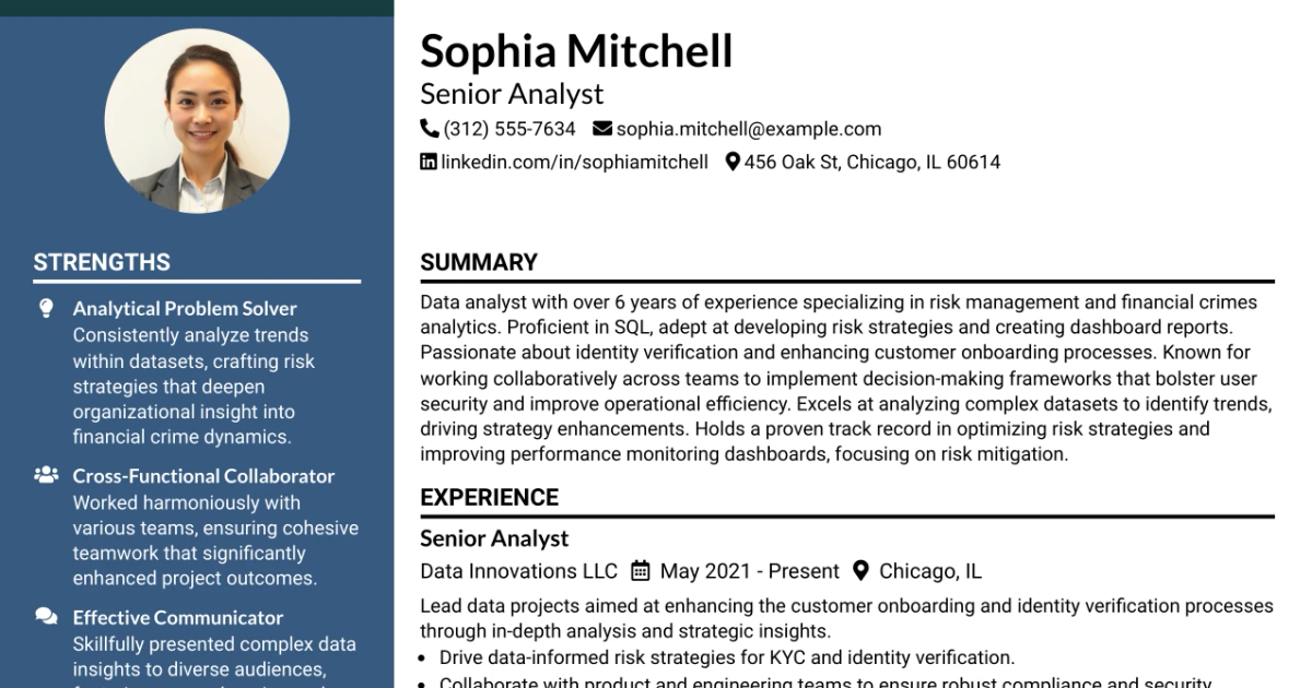33 Senior Analyst Resume Templates with Example 2026 (ATS-Optimized)