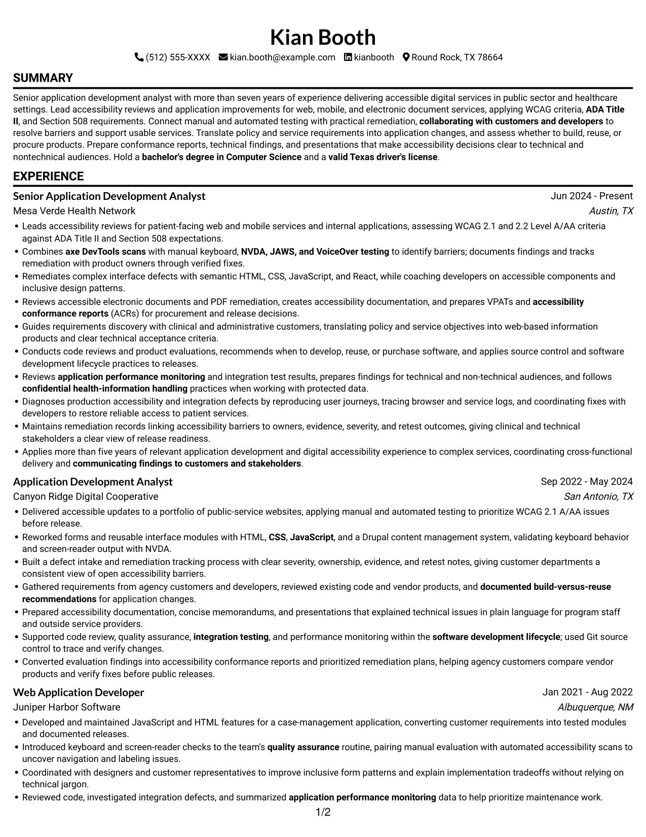 Resume example — page 1