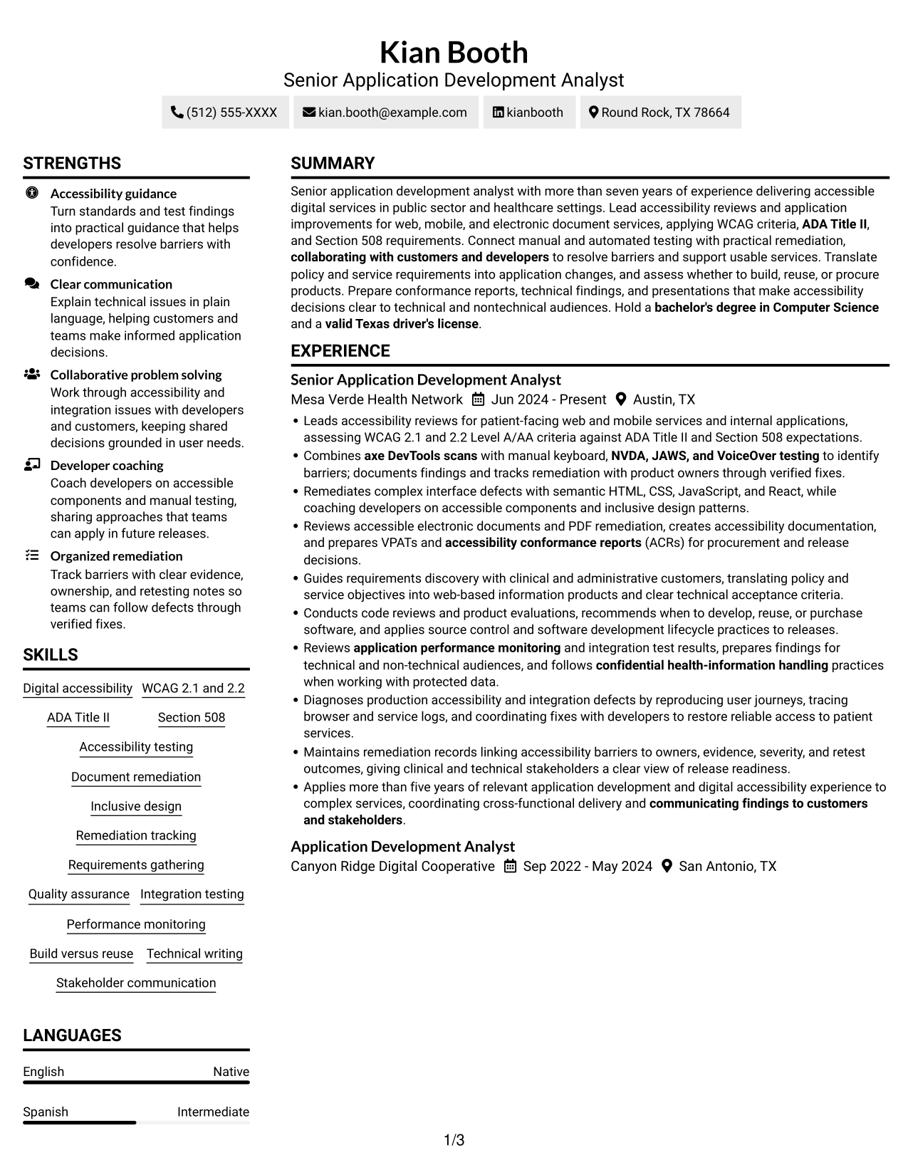 Resume example — page 1