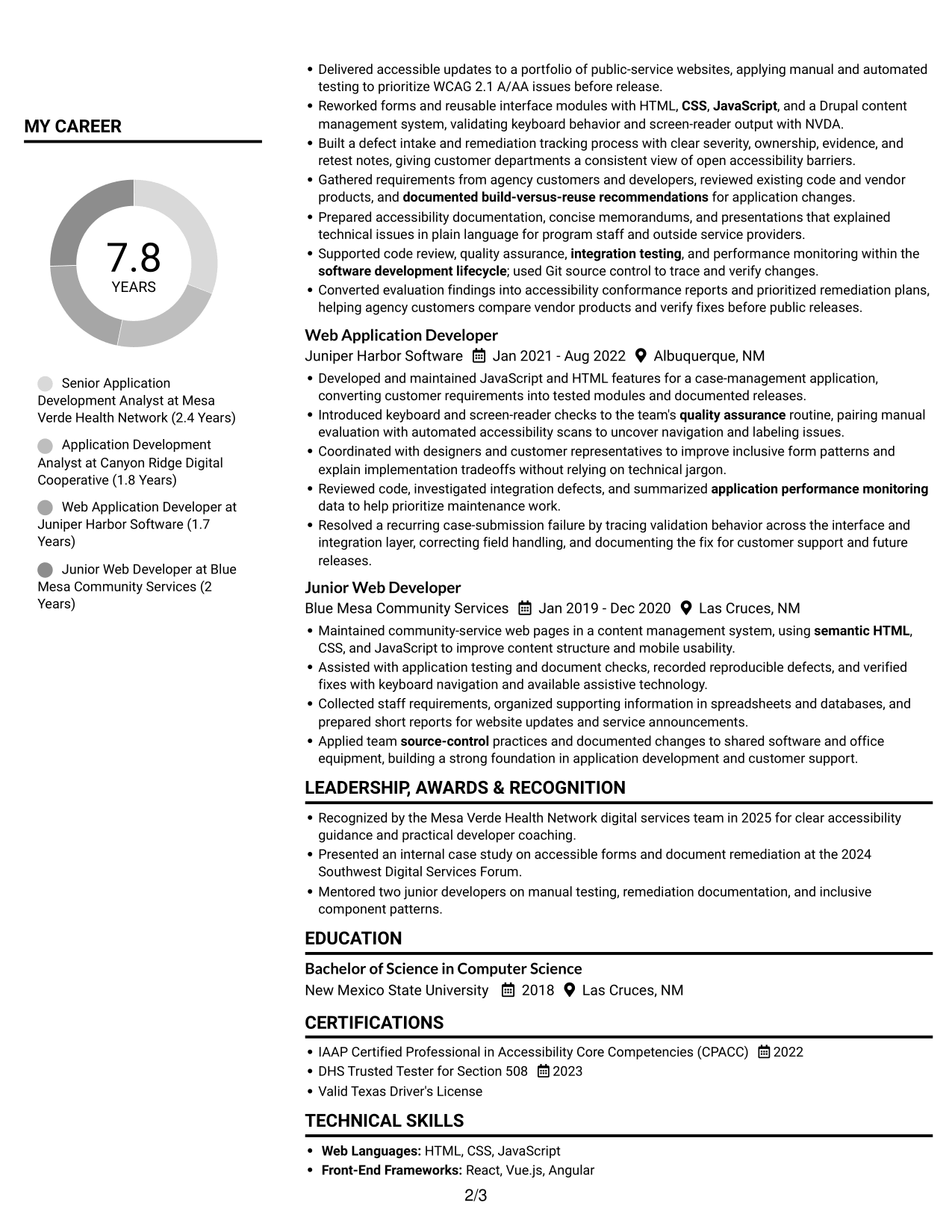Resume example — page 2