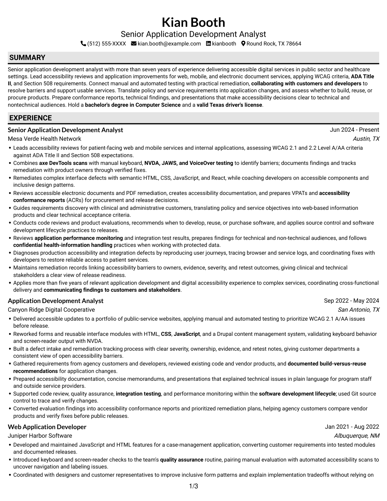 Resume example — page 1