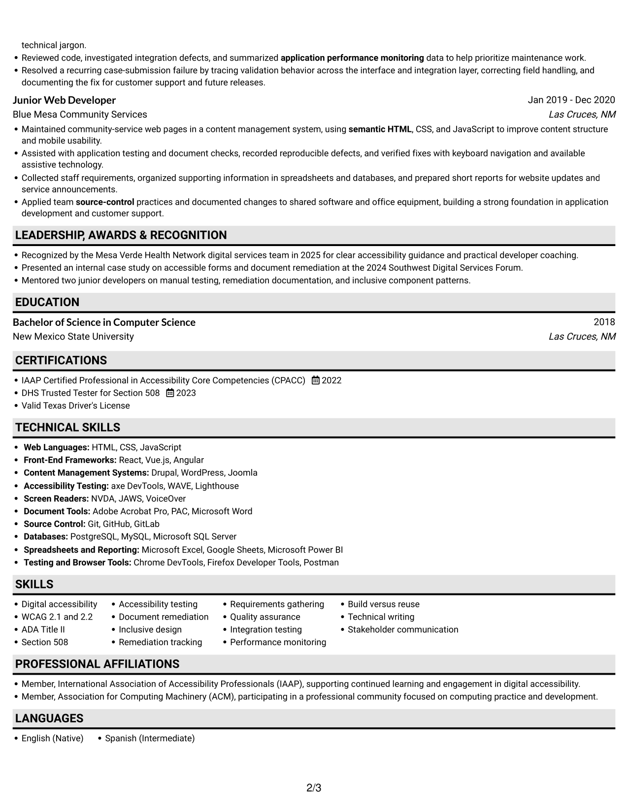 Resume example — page 2
