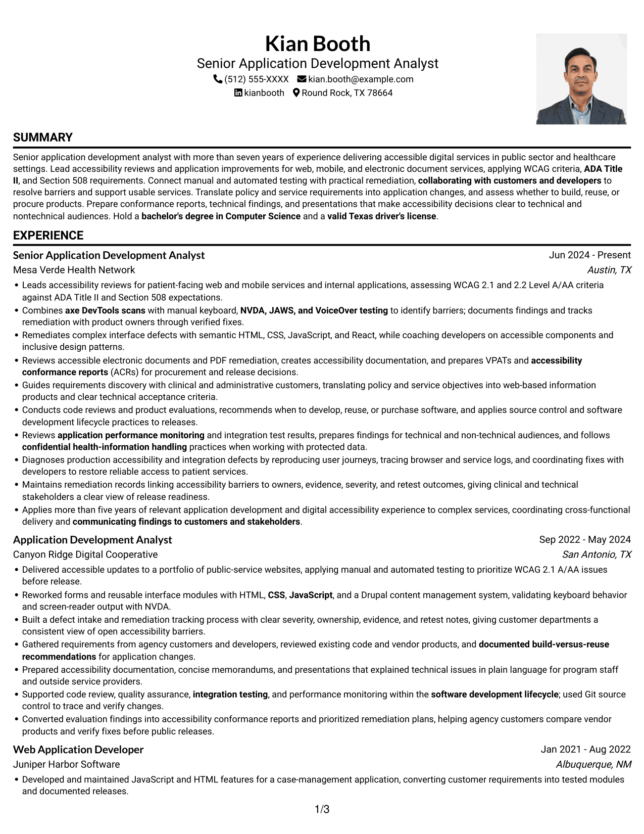 Resume example — page 1