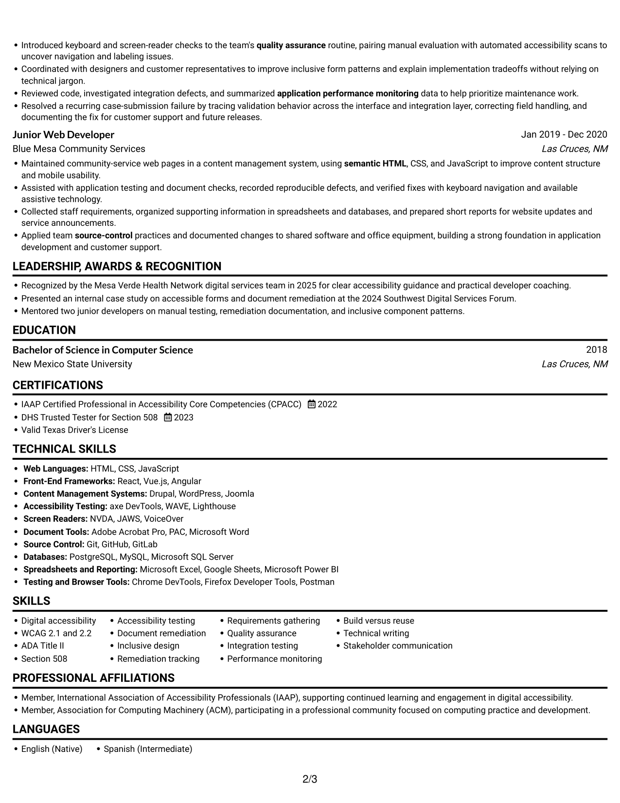 Resume example — page 2