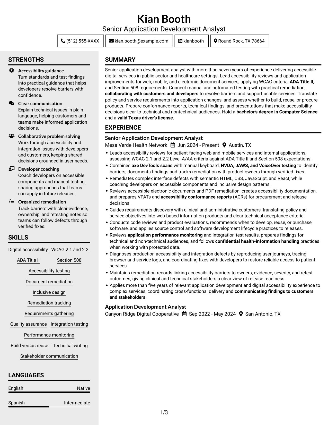 Resume example — page 1
