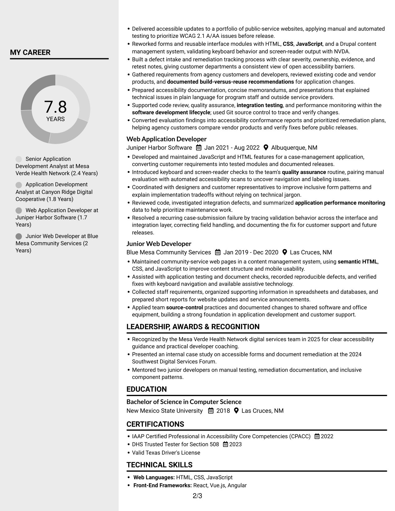 Resume example — page 2