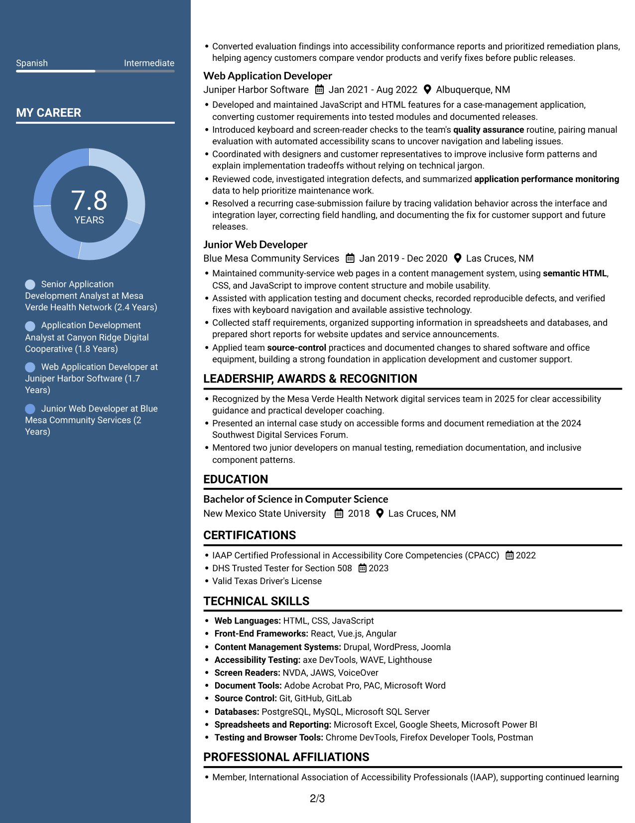 Resume example — page 2