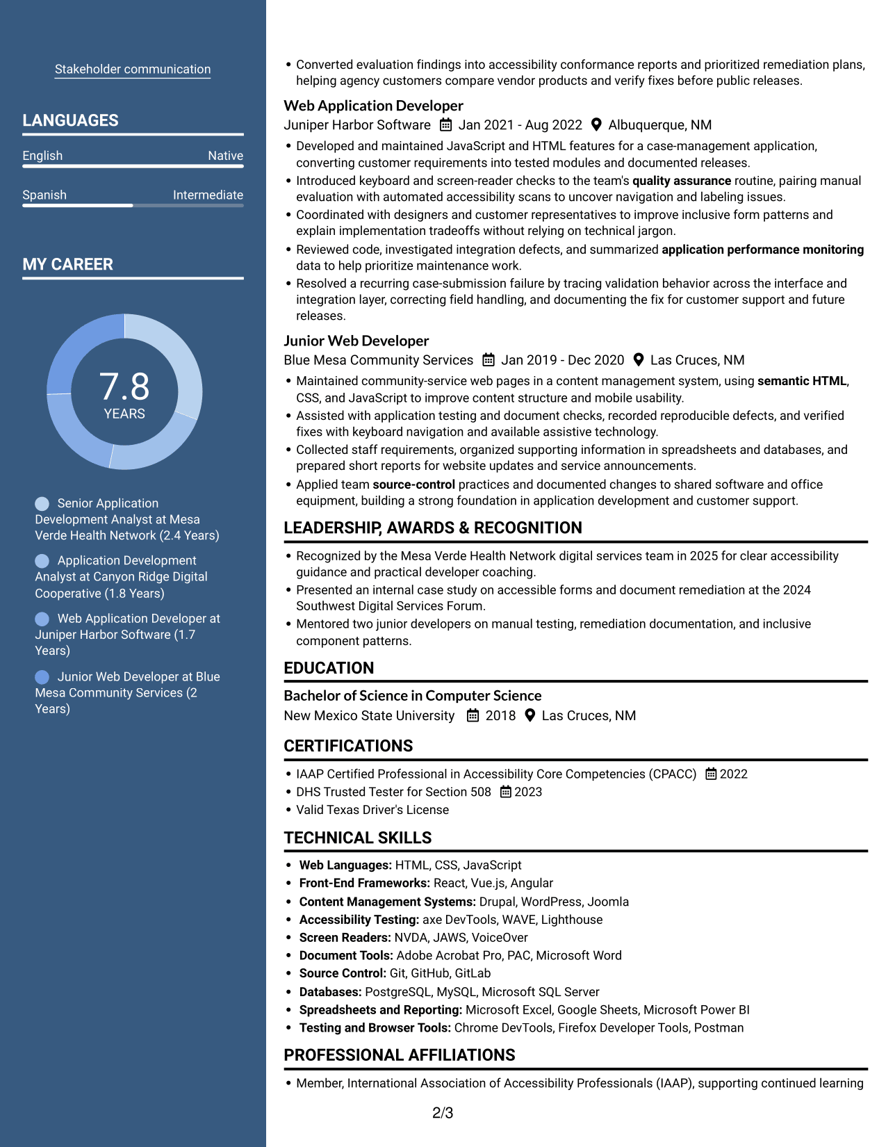 Resume example — page 2