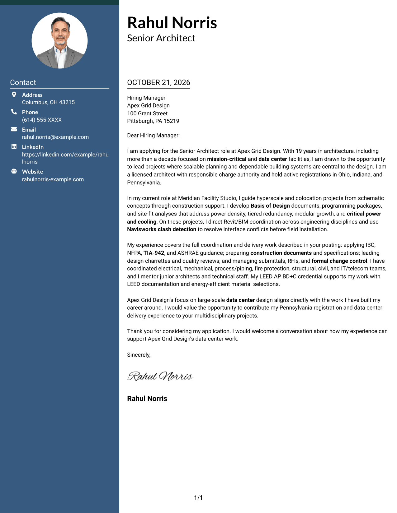 Cover letter example — page 1